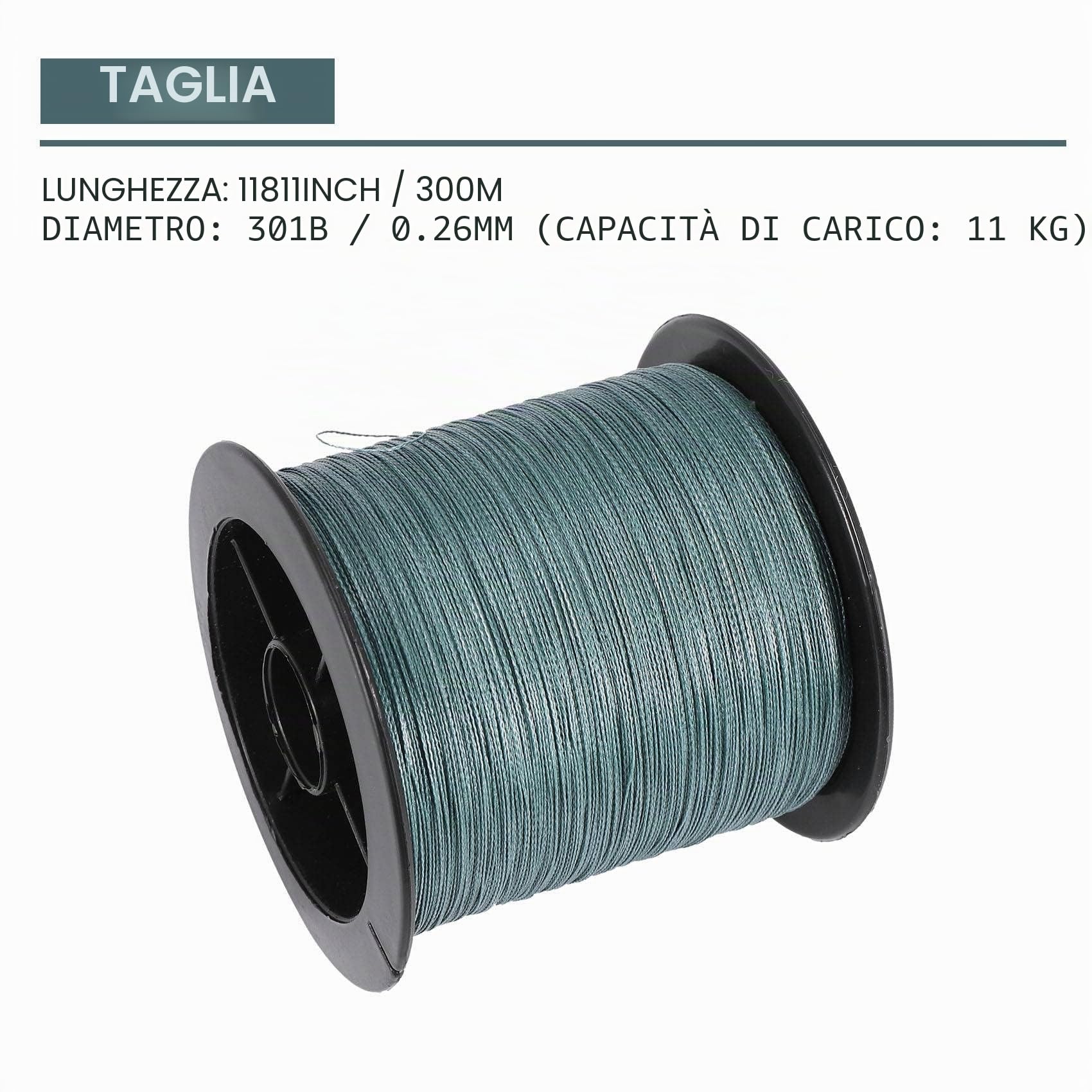 Filo da pesca intrecciato in nylon, 30 lb, 300 m, 11 kg, ad alte prestazioni per esche e pesca