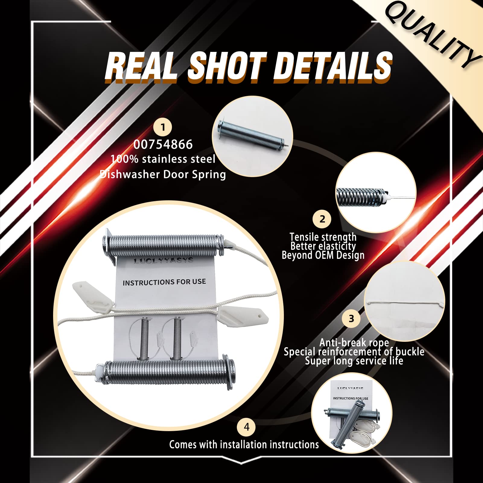 Upgraded 00754866 Geschirrspüler-Türfeder-Set (Edelstahl) Ersatz  