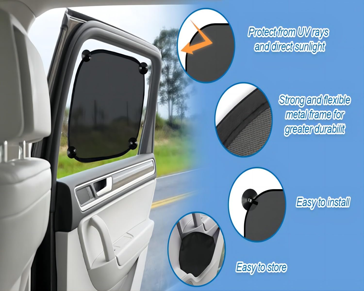 Parasole Per Auto Bambini - 2 Pezzi 47x30cm, Anti-UV 98%, Con Ventose E Adesivo, Motivi Animali, Per Finestrini Laterali - Foto 11