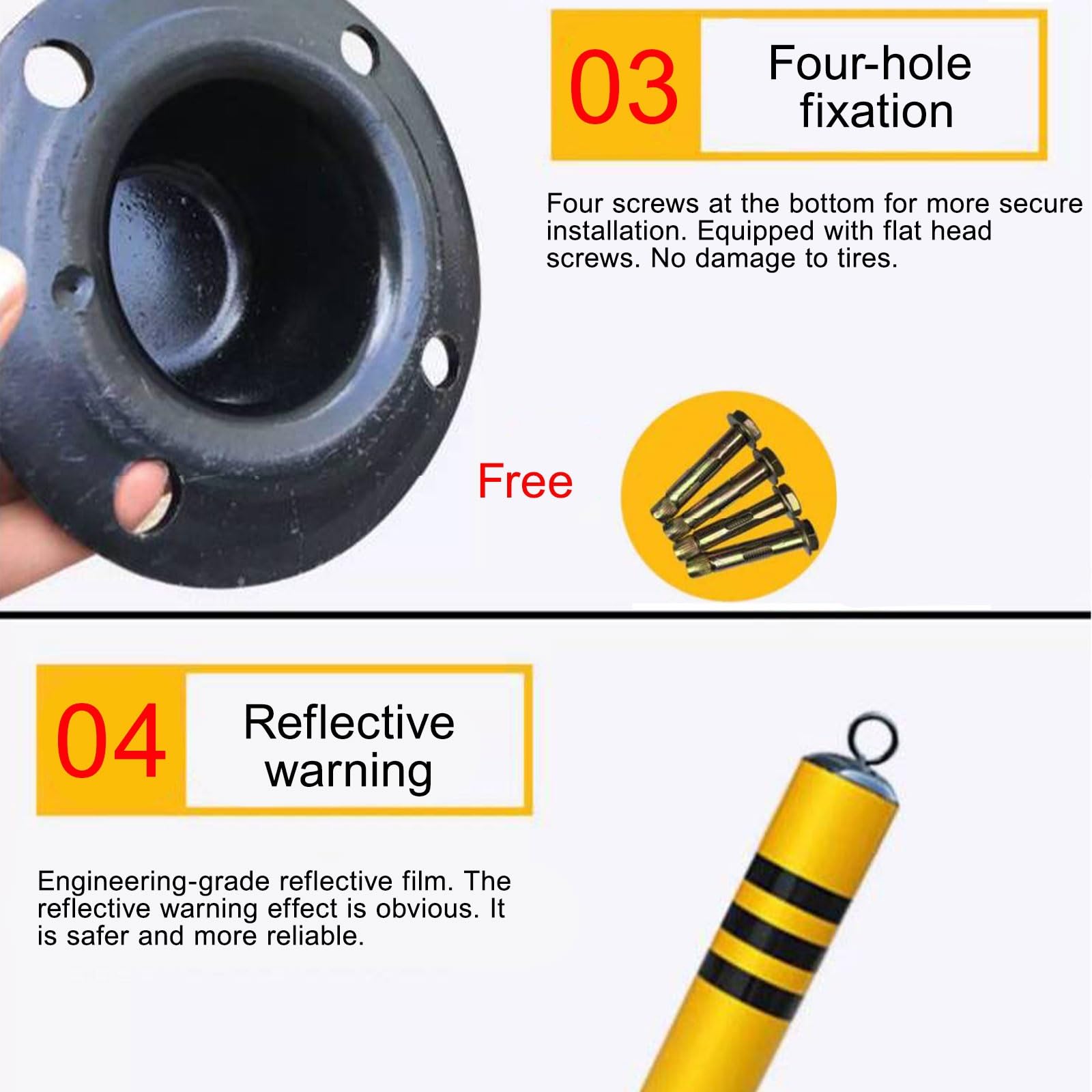 Bolardo de acero amarillo para seguridad en estacionamientos, barrera de control de tráfico para entradas de vehículos, 1 unidad de 600 mm/23,6 pulgadas.