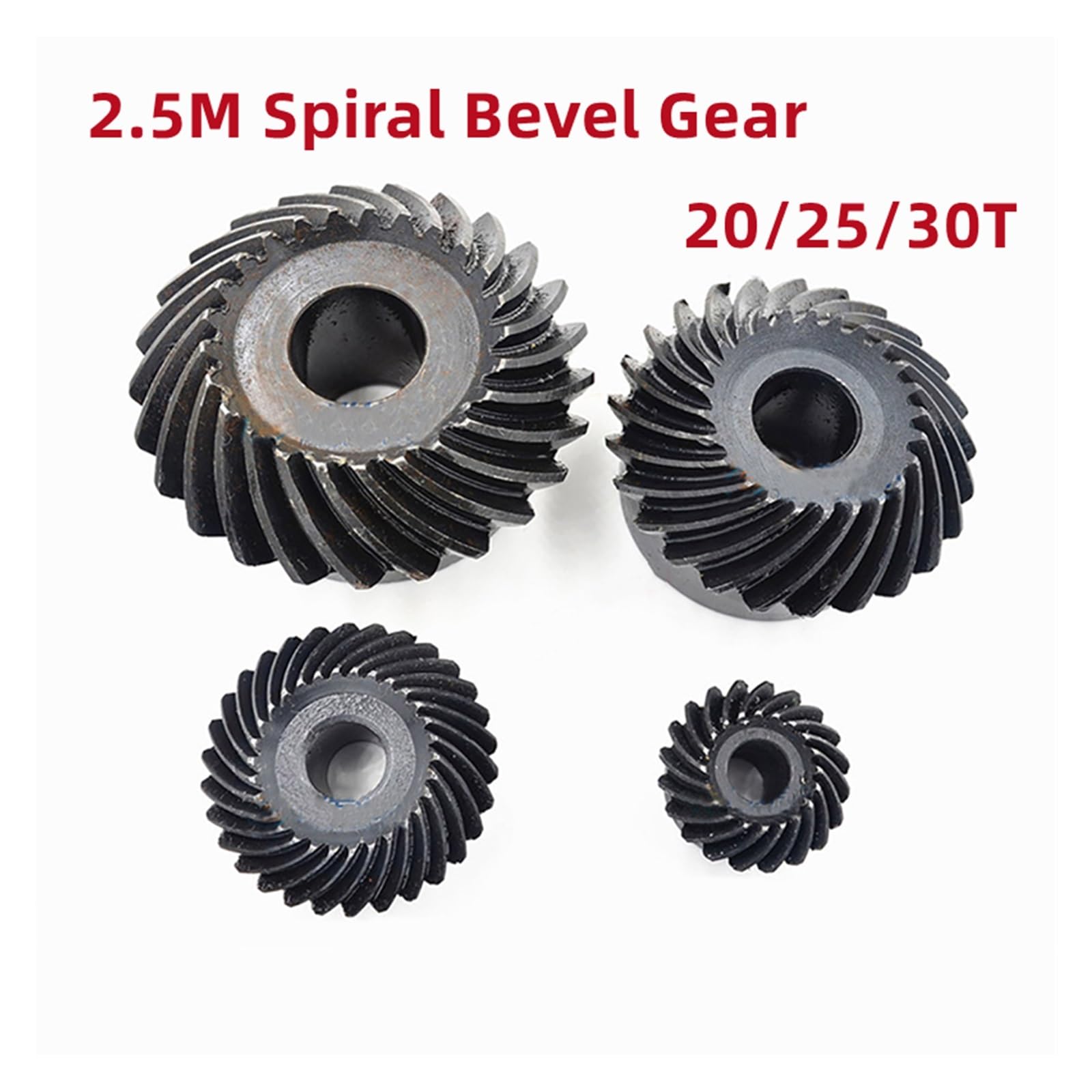 Engranajes helicoidales industriales Engranaje cónico espiral de 2,5 módulos, engranaje cónico de 20 dientes, piezas de transmisión en espiral izquierda/derecha de acero de 2,5 M(Left Right spiral)