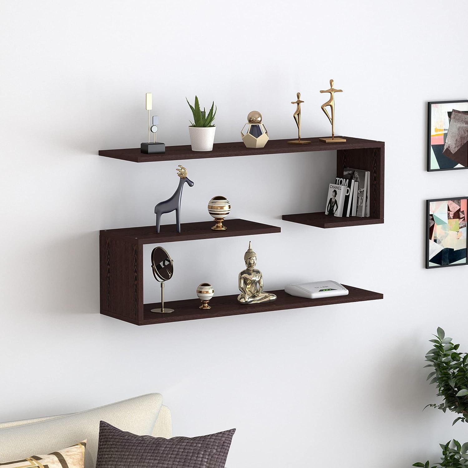 Redwud Payton Multipurpose Wooden Wall Mounted Shelf/Book Shelf/Corner Shelf Rack/Wooden Wall Shelf/Wall Decor Display Rack and Shelves/Wall Shelves for Living Room Bedroom Office (Wenge) (B08L9GVQ41) Amazon Price History, Amazon Price Tracker