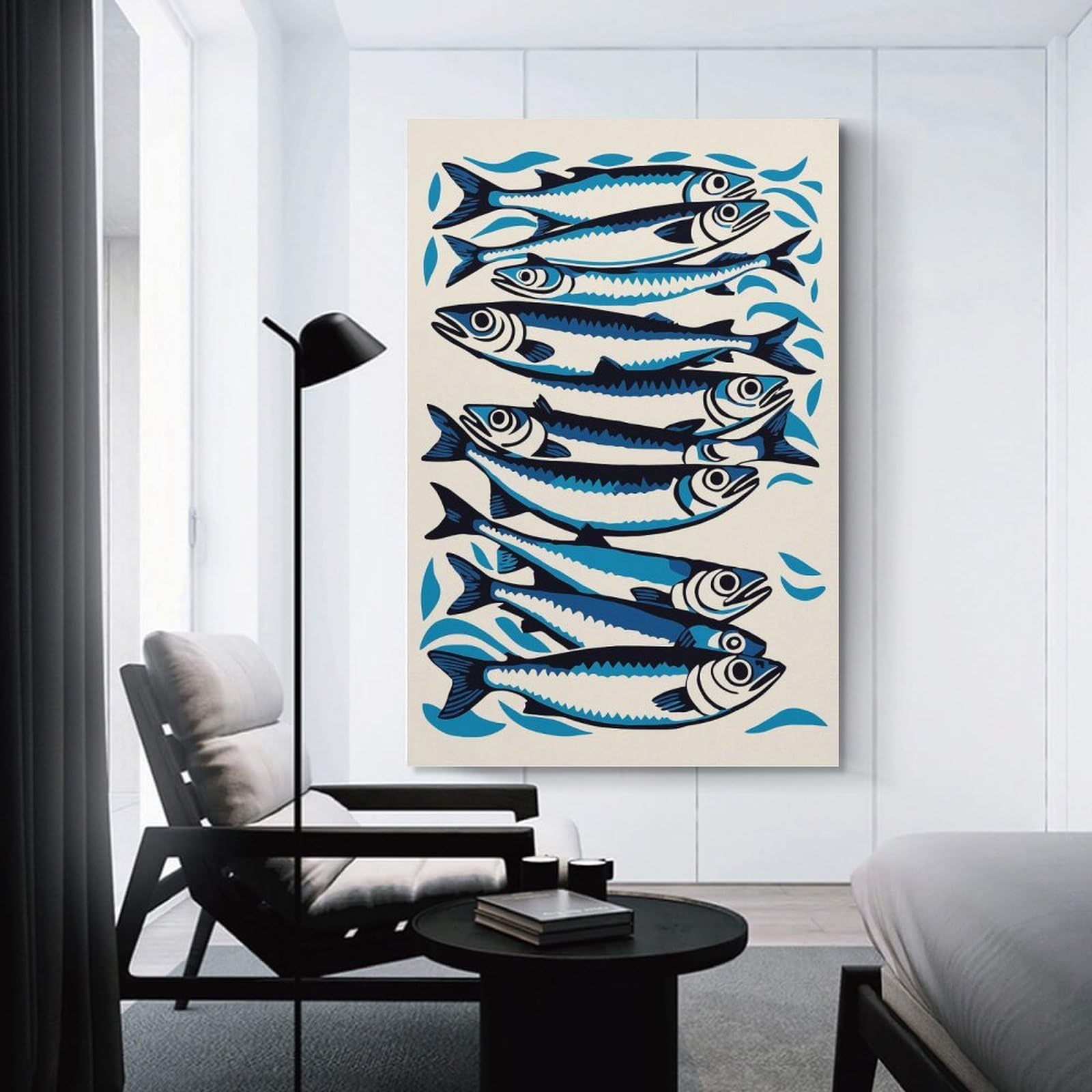 Junmoney Room Decor Wall Art Sardines Fish, 12x18inch(30x45cm), for Gallery Wall Layouts in Home Or Office, Home Wall Art for Statement Displays
