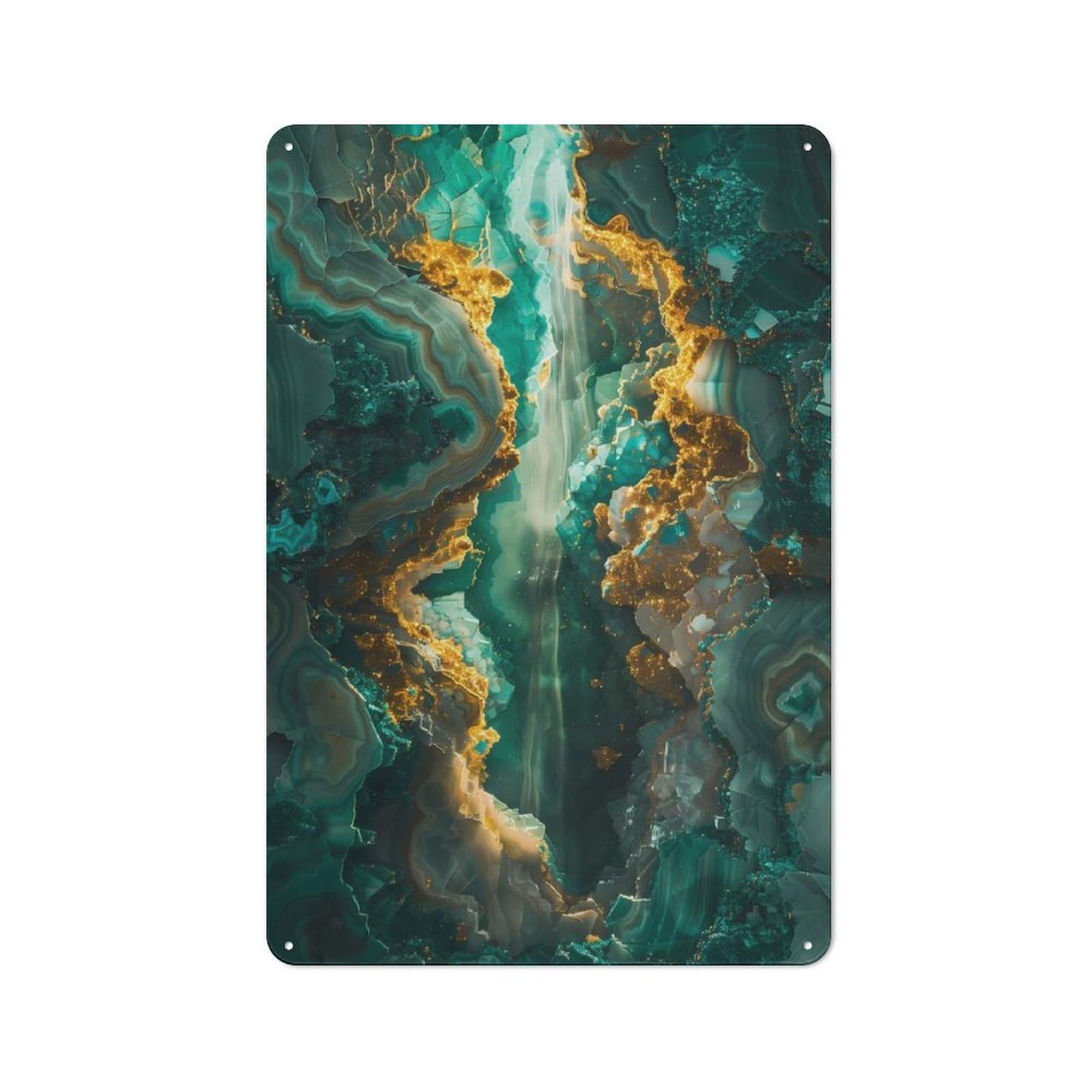 Junmoney Style-22 Geode Marbel Cascade Metal Wall Plaque, Home Decor Sign For Washroom, Small Wall Space Or Hallway, Fun Gift For Friends And Family, 30X20cm
