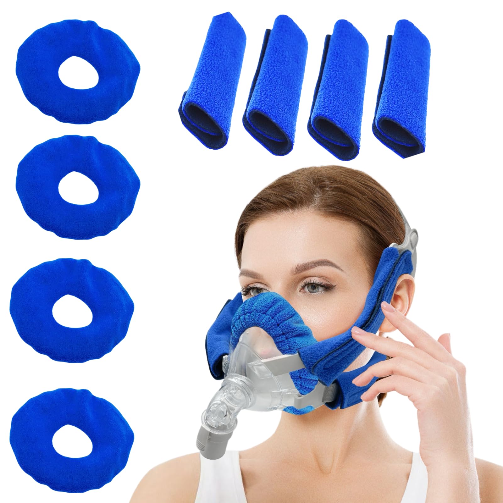Photo 1 of playWooWgo Blue Small CPAP Mask Liners & Strap Covers (4 Pack)