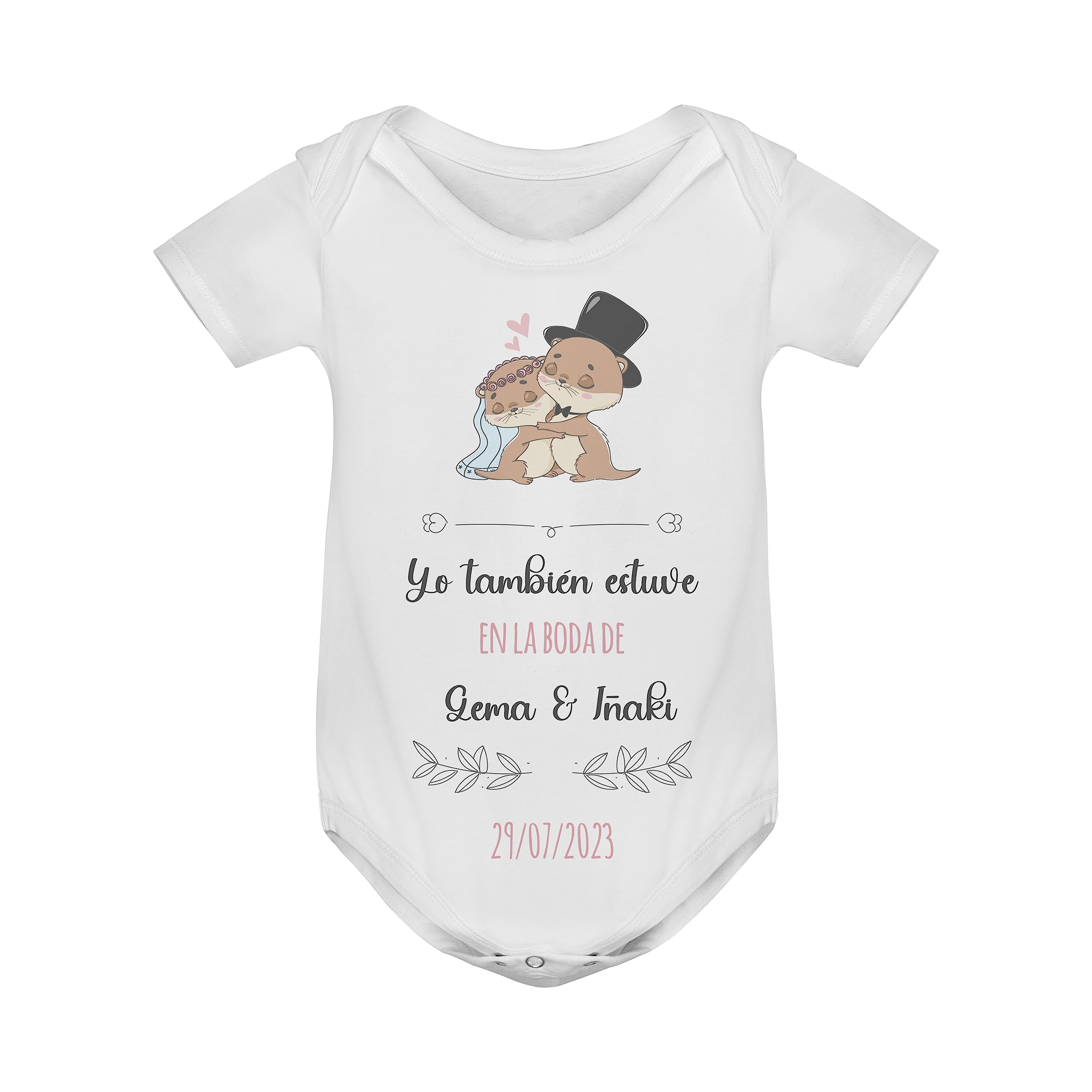 Body “Yo también estuve…” personalizado nombre y fecha, regalos originales boda, Recuerdo único, Detalle para regalar invitados Celebración Wedding Novios Ardillas
