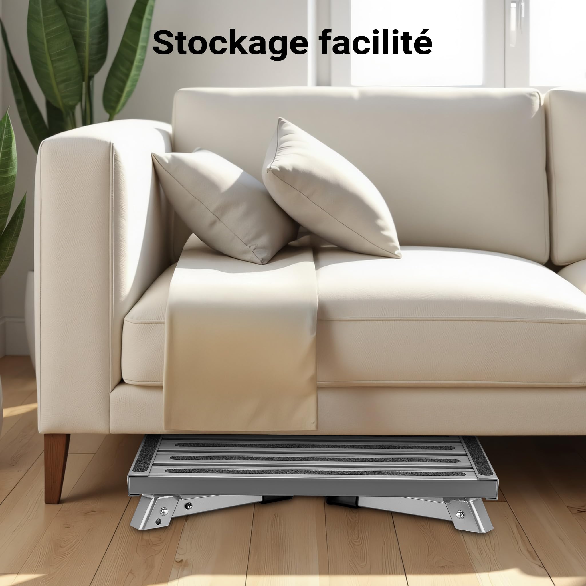 Wiltec Échelle Pliante en Aluminium – 630 x 410 x 225 mm – capacité de Charge Max. 220 kg – avec Surface antidérapante – Escabeau de Camping, Tabouret Pliable