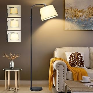 Dimmable Floor Lamp, Arc Floor Lamps for Living Room with Adjustable Hanging Shade, Modern Standing Tall Lamp for Living Room Bedroom Office, 1000 Lumens LED Bulb Included