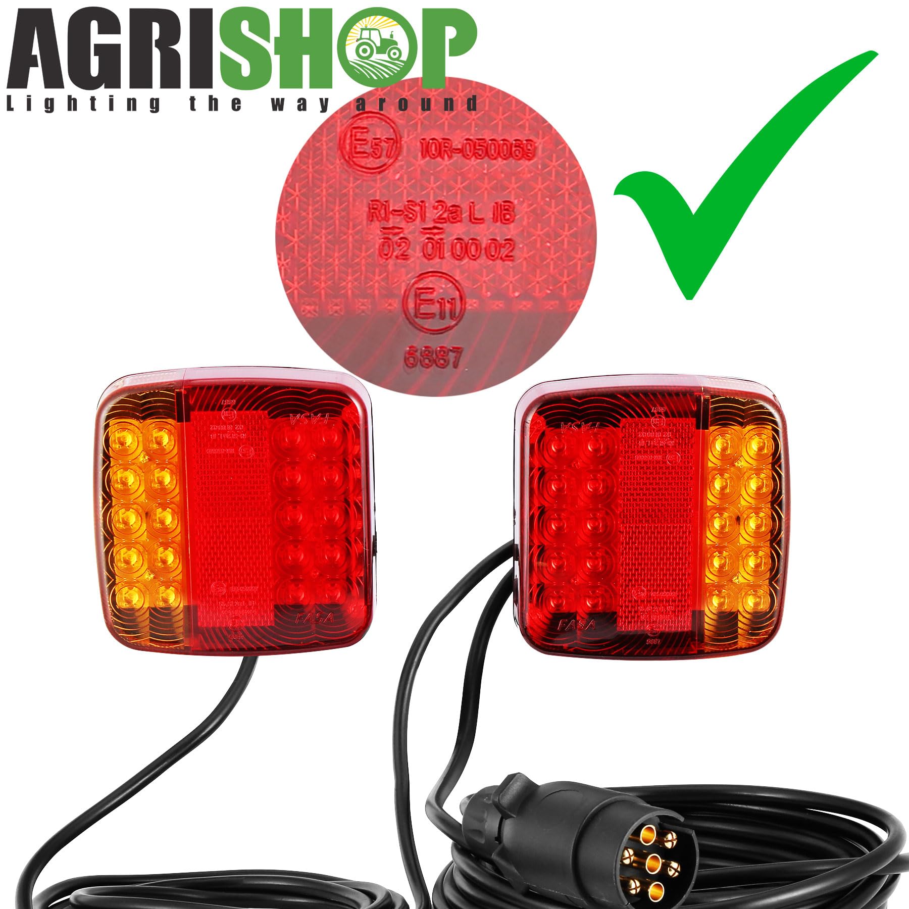 Pilotos Traseros Led Remolque con Imán 12V 5 funciones Luces Remolque Traseras Magneticas Homologados Impermeable