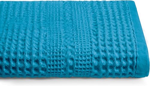 GILDEN TREE Toallas de punto gofre, de secado rápido, sin pelusas, fina toalla de baño, estilo clásico (aguamarina)