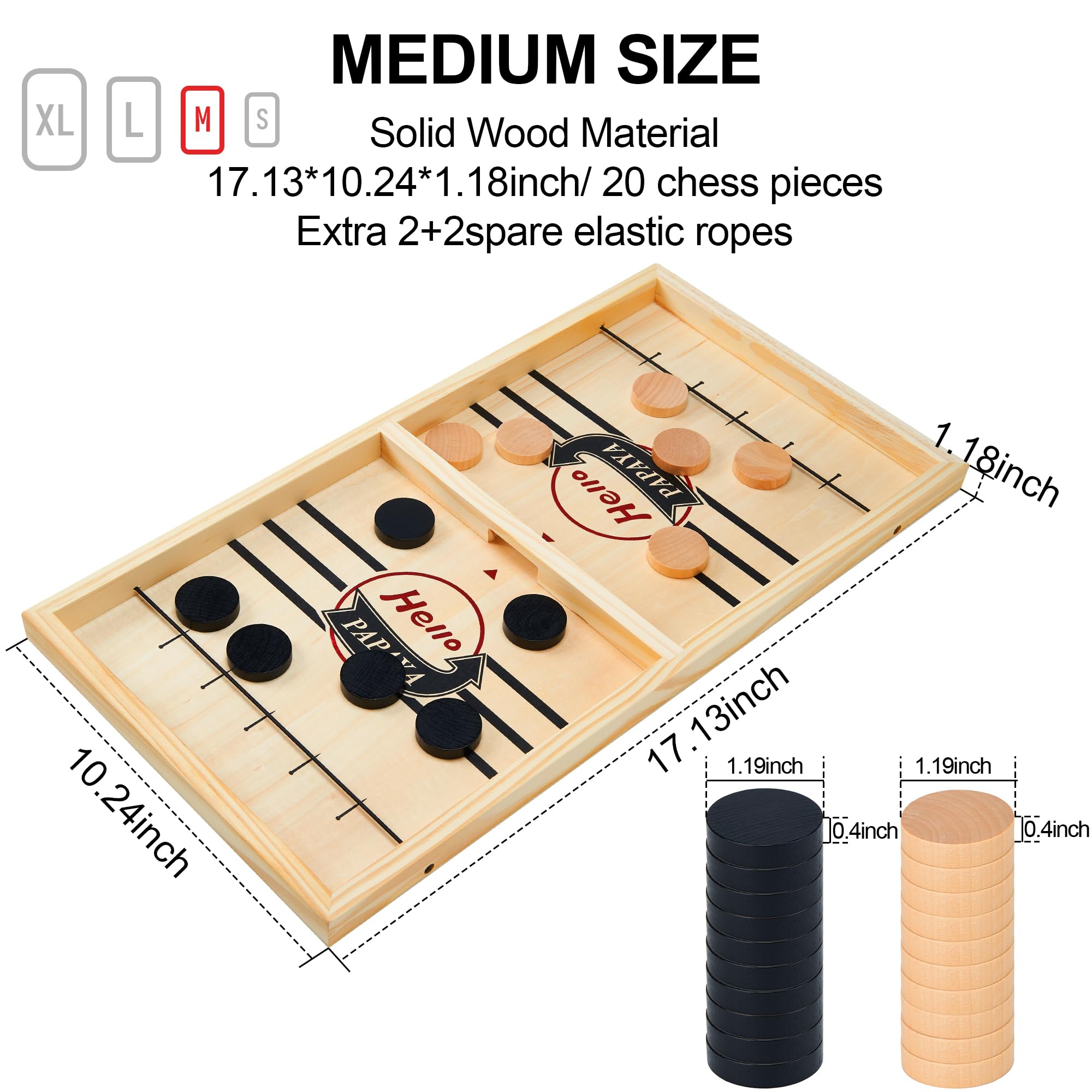 HELLO PAPAYA Juego de disco rápido de cabestrillo, juego de tiro de hockey de madera, juego de ganador de mesa de futbolín, juego de tirachinas de batalla de escritorio, juguetes familiares de