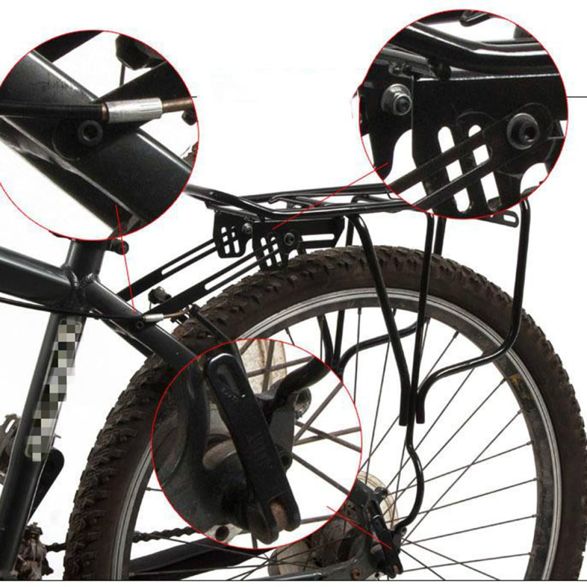 LIOOBO Bike Rear Rack Steel Pannier Carrier with Screws Easy Install Mountain Bicycle Shelf for Luggage Compatible with Various Bags