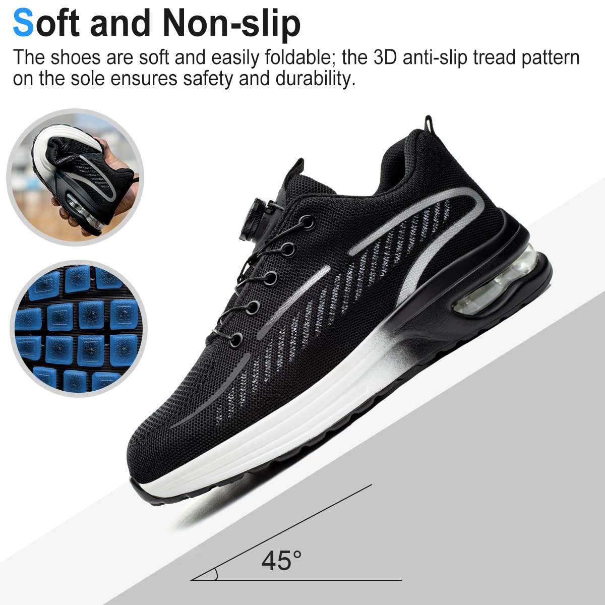 YEKOYIOO Scarpe Antinfortunistiche Uomo Donna Scarpe da Lavoro Leggere Comode Scarpe da Costruzione Antiscivolo Traspiranti Sneakers con Punta in Acciaio 38-46 EU