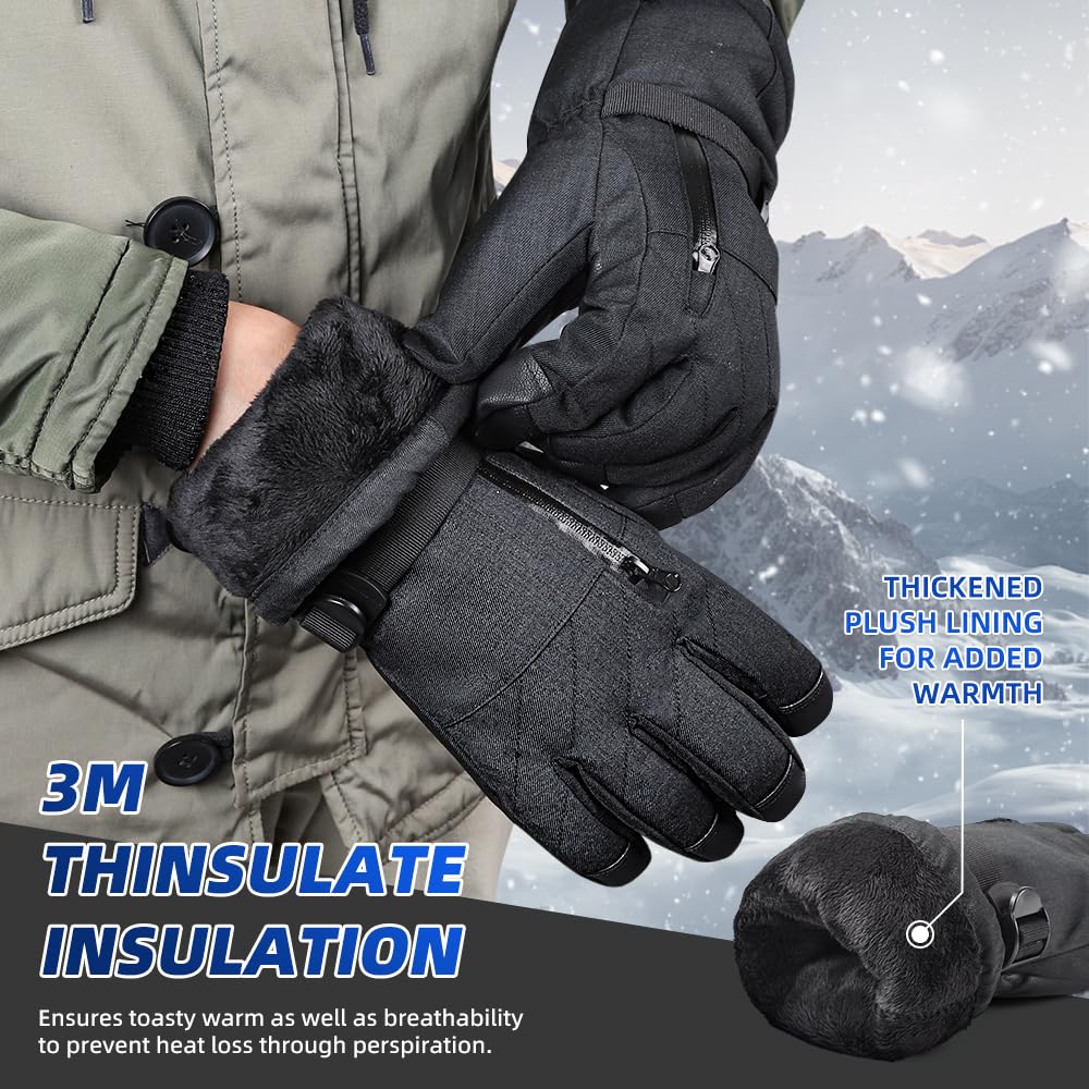 Victgoal Ski Handschuhe Herren Winter wasserdichte Touchscreen 3M Thinsulate Handschuhe für Skifahren Fashion