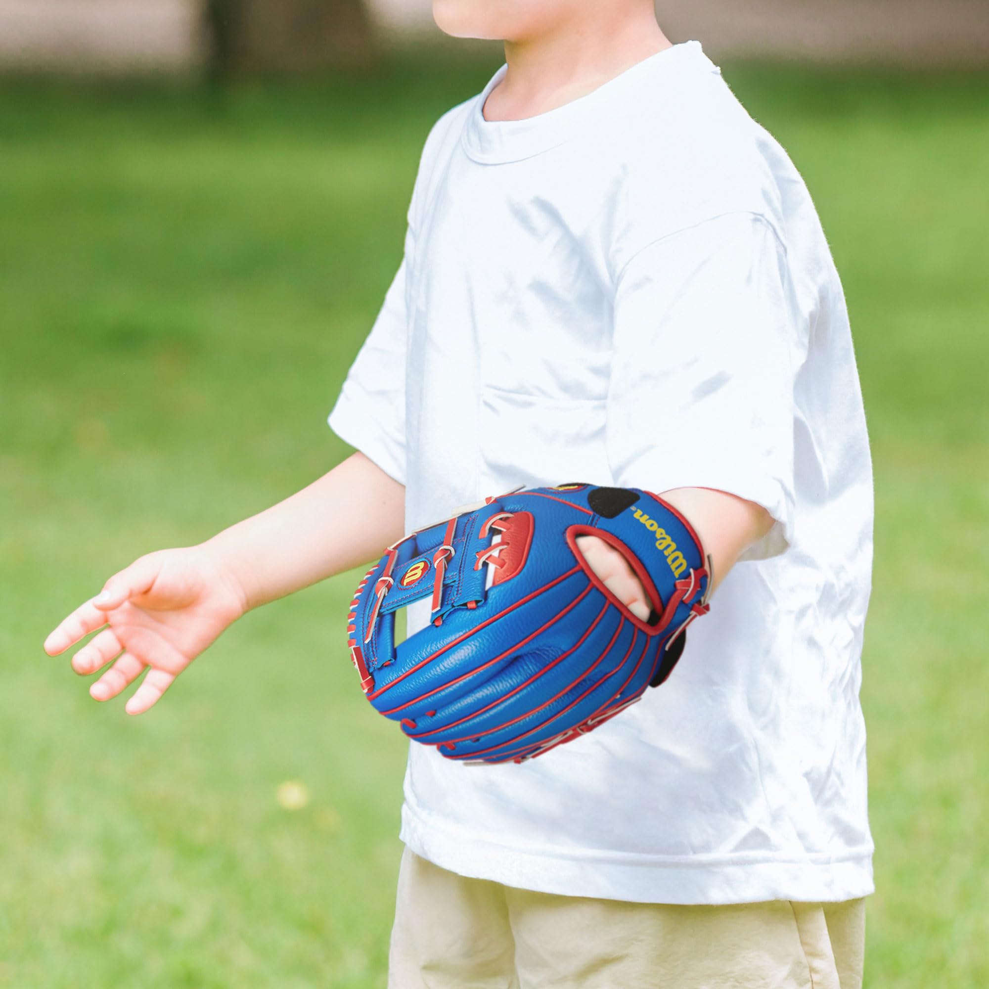 Wilson 2024 A200 EZ Catch 25,4 cm Jugend Baseballhandschuh - Royal/Rot/Gelb
