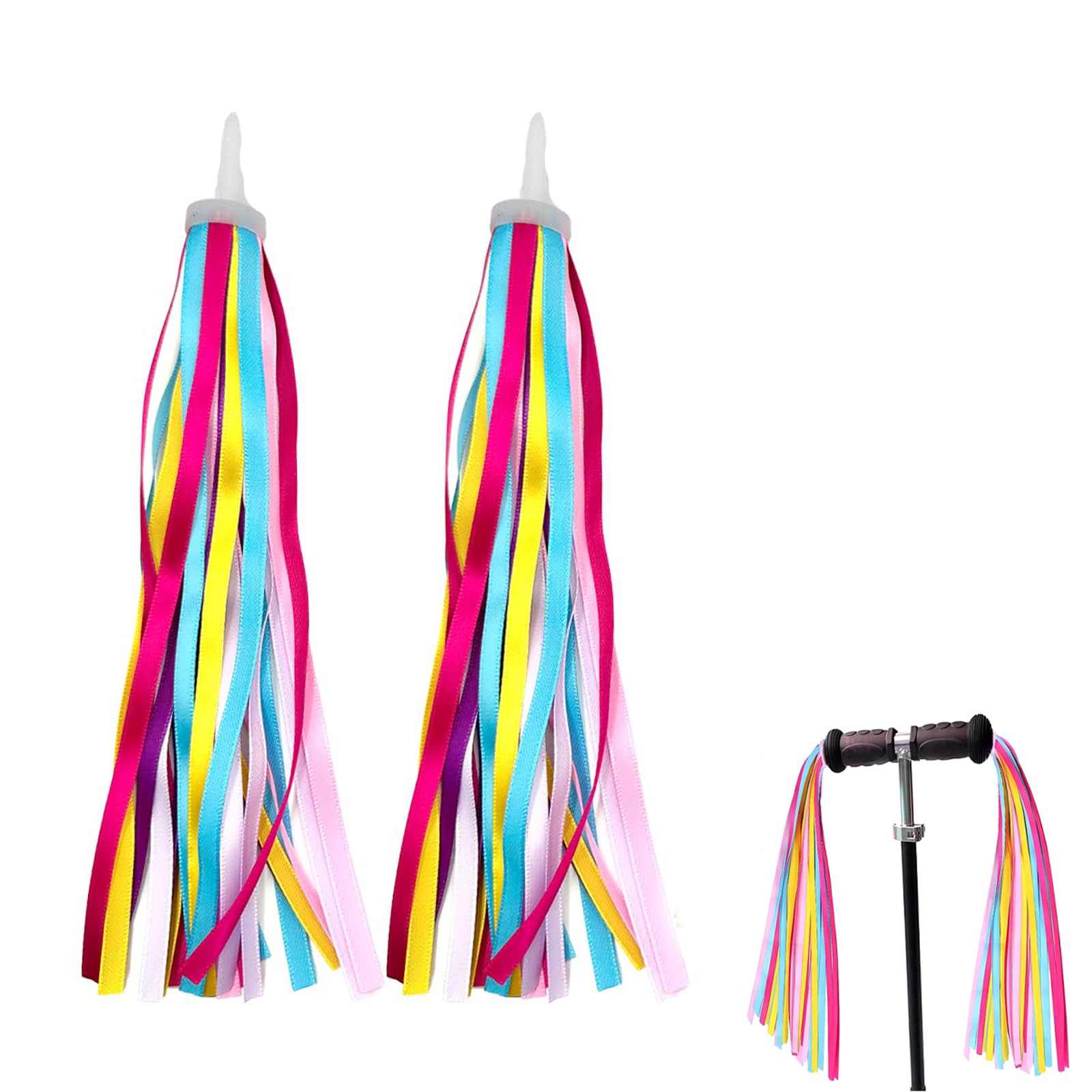 Stelle Filanti Bici Bambino,1 Paia di Nappe per Bicicletta per Bambini, Frange per Manubrio Bici,Decorazioni per Bicicletta,Frange per Manubrio,Accessori Scooter per Bici Bambini Monopattino (Rosa)
