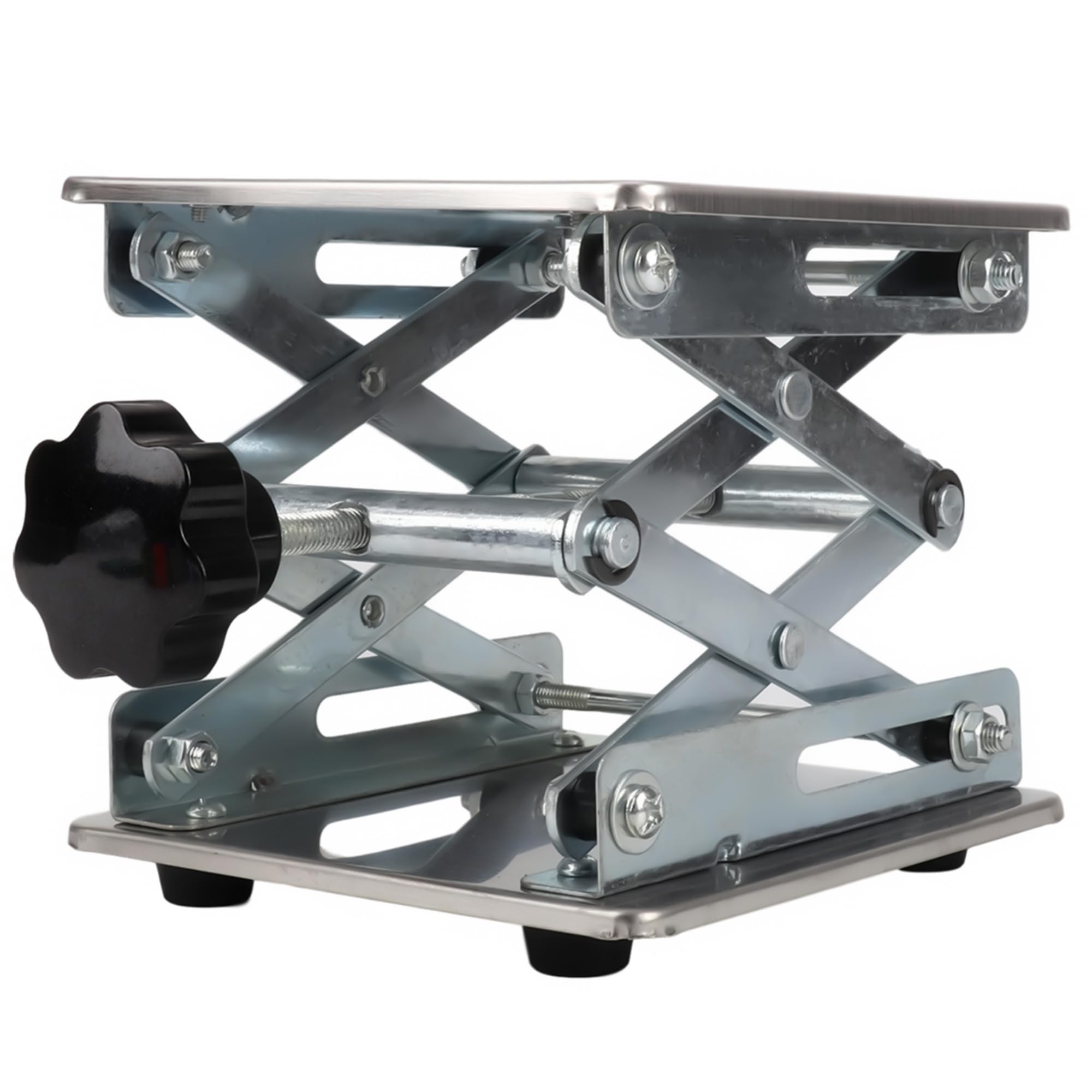 Elevador de tijera de 6 a 12 pulgadas para laboratorios, capacidad de 22 a 55 libras, altura ajustable de 65 a 460 mm, 4 especificaciones disponibles, plataforma de elevación compacta de 20 x 20 cm