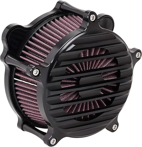 Miniatura 3 de Filtro de admisión de filtro de aire negro de rayas Billet de aluminio CNC para Harley Dyna Super Glide Street Bob Low Rider Fat Bob Wide Glide