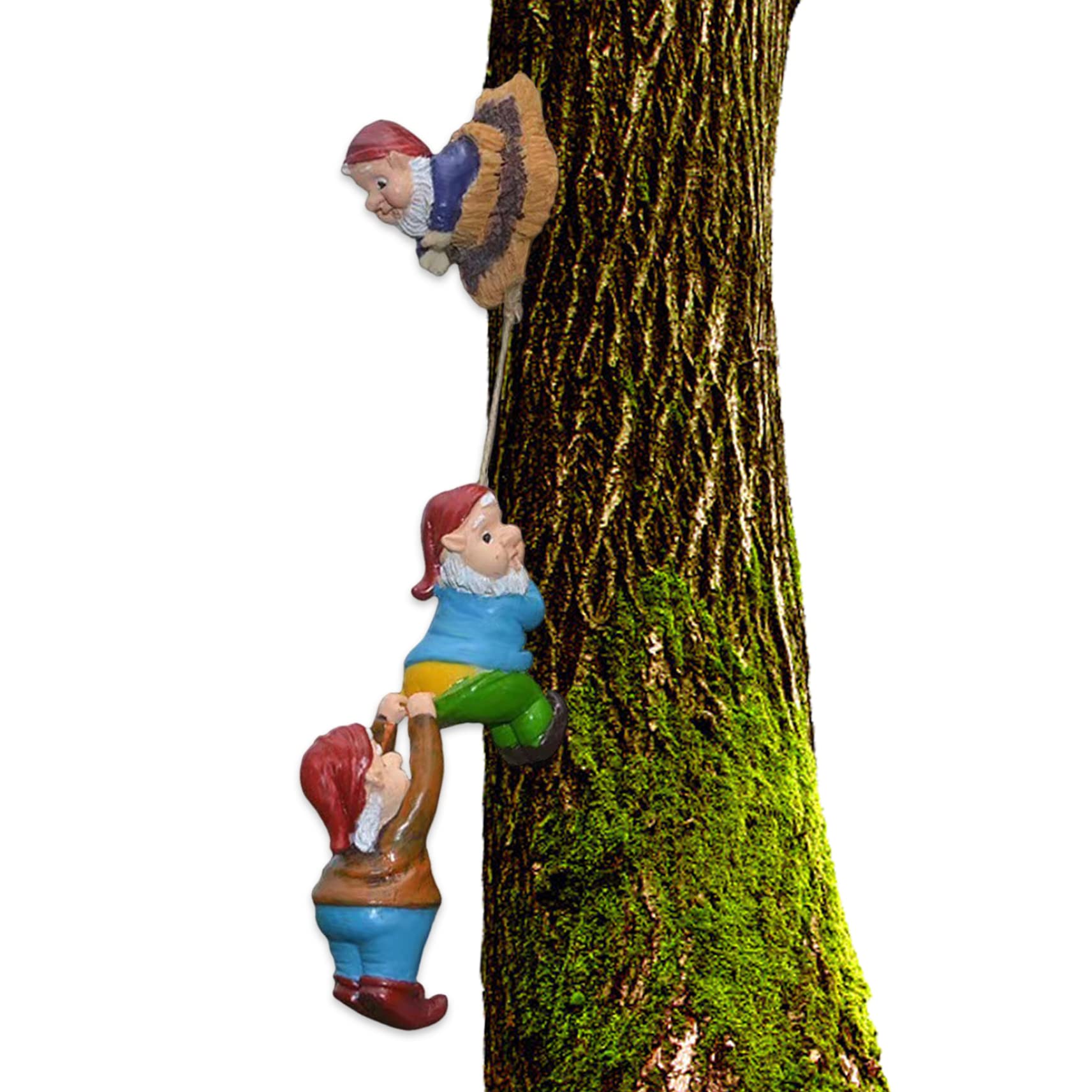 CAKEEYUM Tree Climbing Gnome Garden Decoration Climbing Gnomes Tree Hugger Garden Ornament Outdoor Sculpture for Fence Decor gardening