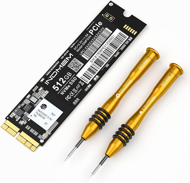 INDMEM NVMe PCIe SSD 512GB with Screwdriver Hard Drive Replacement for MacBook Pro Retina Late 2013 - Mid 2015, MacBook Air Mid 2013-2017, iMac Late 2013-2017, Mac Pro Late 2013, Mac Mini Late 2014