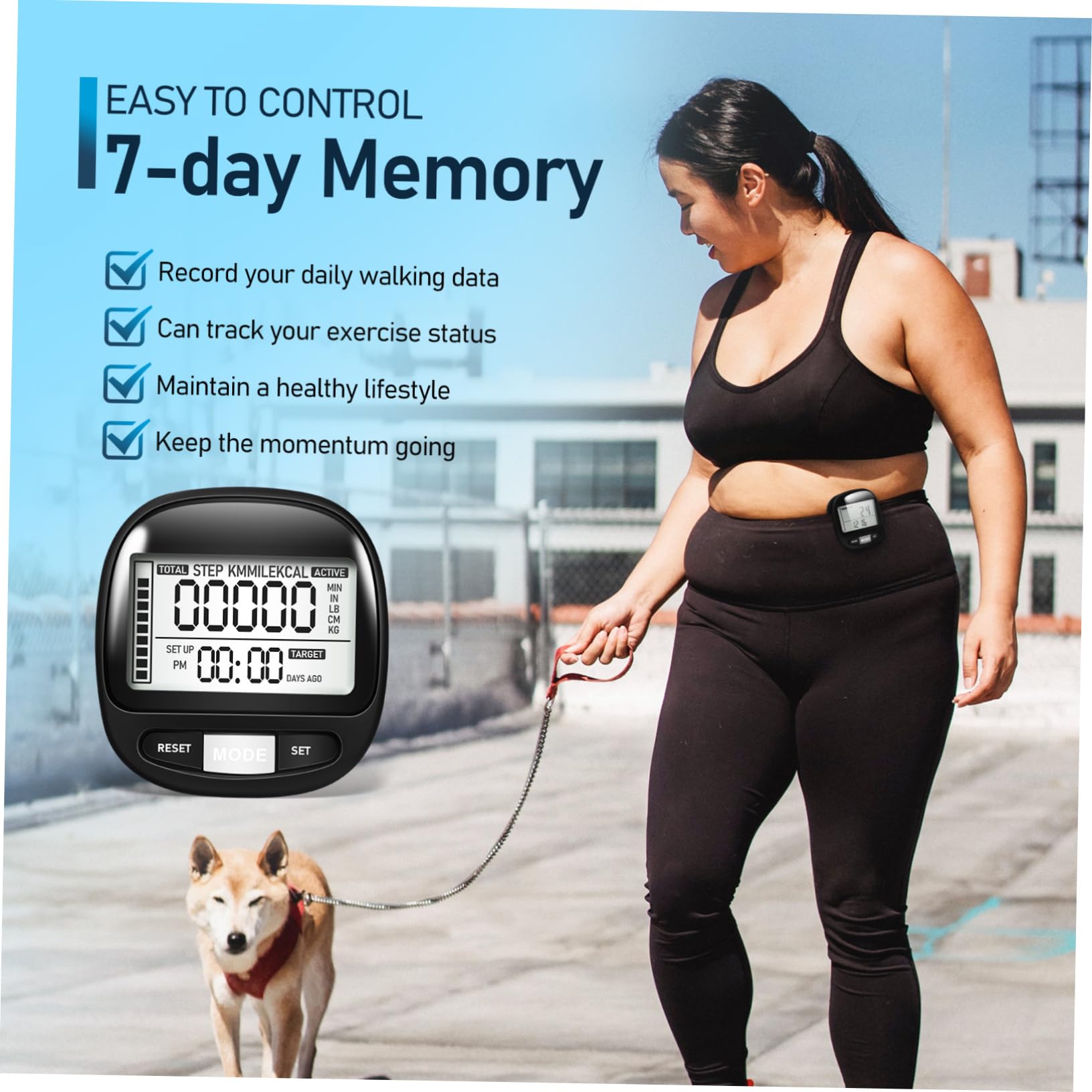 Toyvian Compteur de Portable Clip Pedomètre avec Affichage de Distance pour Activités Extérieures Sensor Technologie Mémoire de Jours