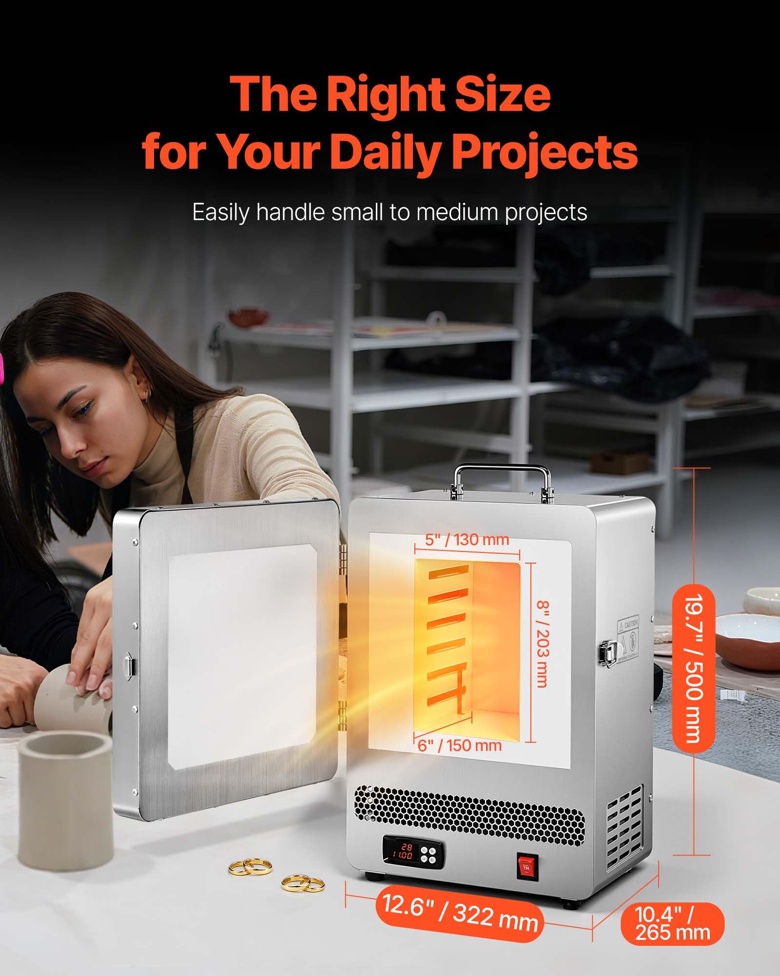 VEVOR Four de Fusion Électrique 1650 W, Fourneau de Fusion Numérique, Température Maximale 1200 °C, pour la Coulée à la Cire Perdue, Bricolage de l'Argile, Recuit des Métaux, Cuisson de la Céramique