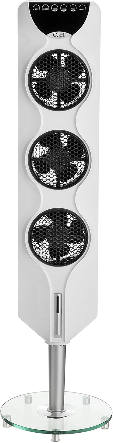 White 44" Oscillating Tower Fan with Remote Control