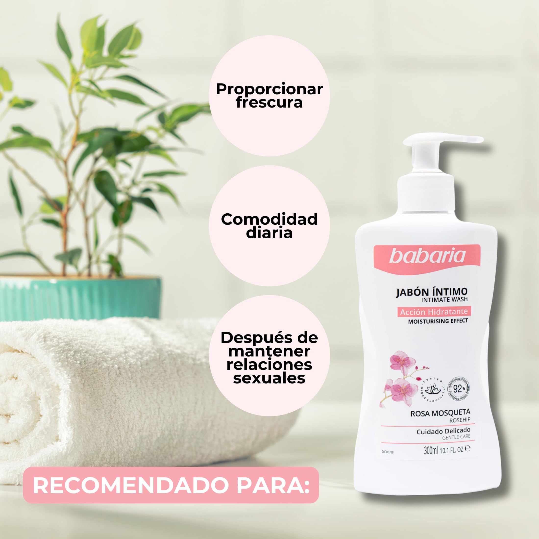 Babaria - Gel Intimo Rosa Mosqueta y Ácido Láctico | Jabon Intimo Mujer | Gel Intimo Acción Hidratante | Jabón Intimo Mujer | Respetuoso con PH Intimo — view 6