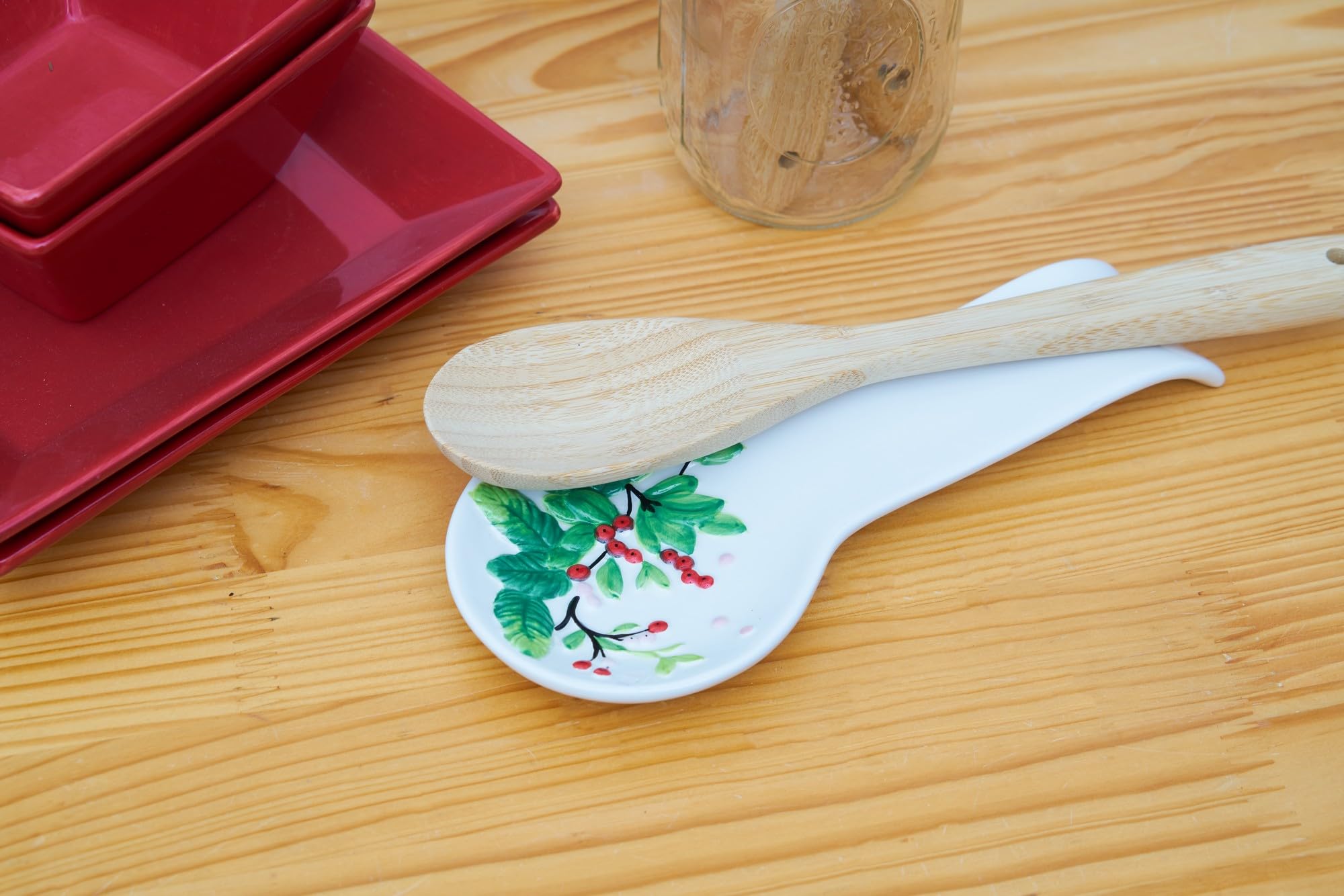 C&F Home Berries Handpainted Spoon Rest Green