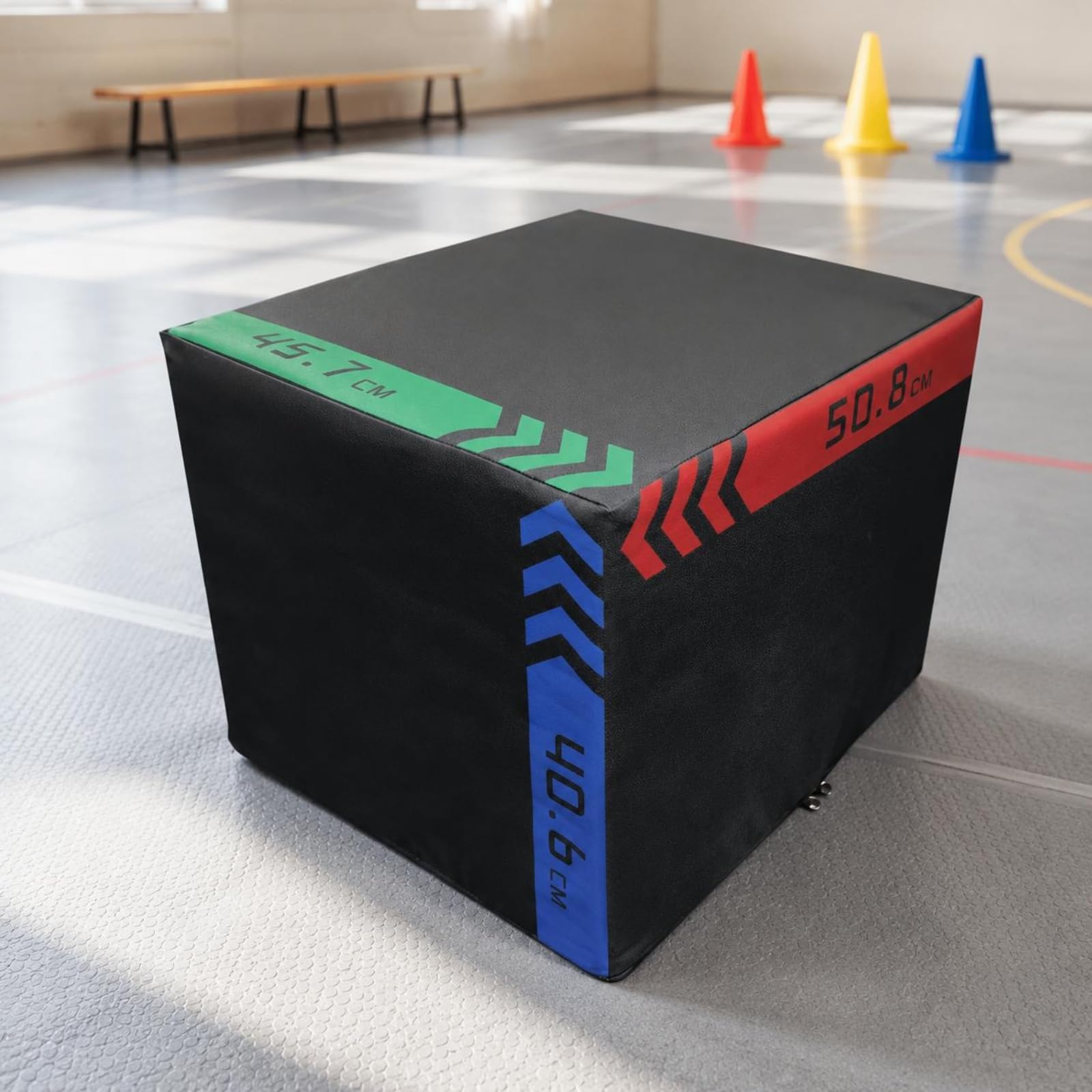 Piattaforma di Allenamento Box per Cassa Plyometrica Attrezzo Step Esercizi Ammortizzata Pvc Antiscivolo Interno in Schiuma Compatta Resistente
