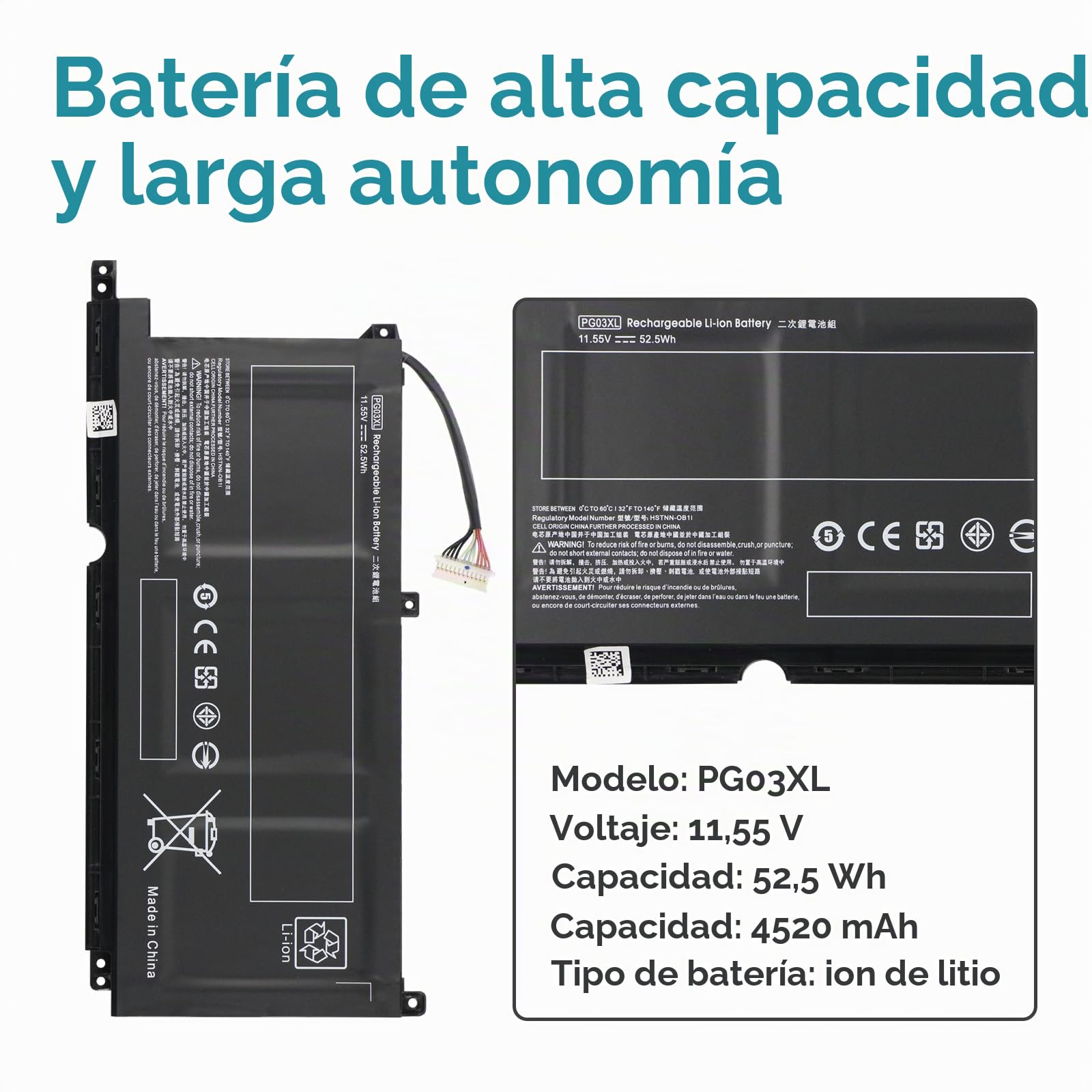 PG03XL Batería para HP Pavilion Gaming 15-dk 15-EC 16-a 15-dk0000 15-dk1000 15-dk2000 15-ec0000 15-ec1000 15-ec2000 16-a0000 15z-ec000 16t-a000 15t-dk100 15z-ec200 L48430-AC1 L48430-AC2 L48495-005