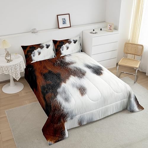Miniatura 2 de Juego de ropa de cama de piel de vaca para niños, juego de edredón Kawaii con estampado de vaca, tamaño matrimonial, juego de edredón de piel de