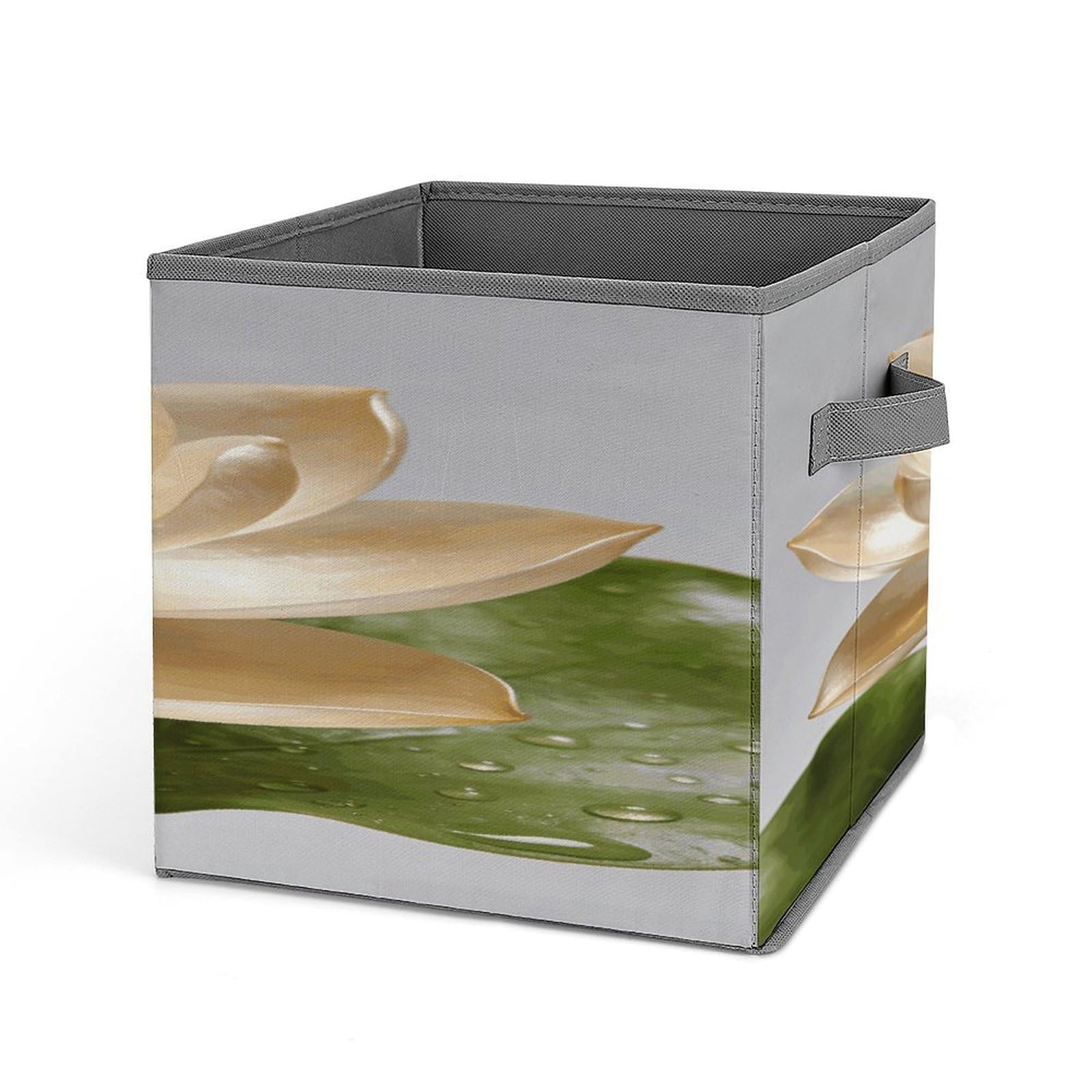 VstaDank Lotus Champagne Storage Bin Collapsible Storage Cubes Organizer Oxford Cloth Storage Box with Dual Handles Large Stackable Closet Storage Bins for Sheets Hat Sweater