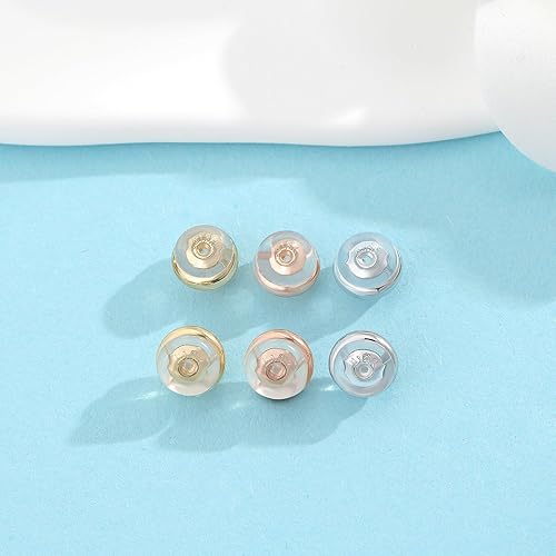 Miniatura 3 de Repuesto de aros de silicona de oro de 18 quilates para tachuelas, orejas caídas, aretes pesados, 4 piezas de cierre de ciclo de metal con cierre