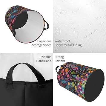 happy horse Laundry Hamper Round, Large Canvas Fabric Lightweight Storage Basket Toy Organizer