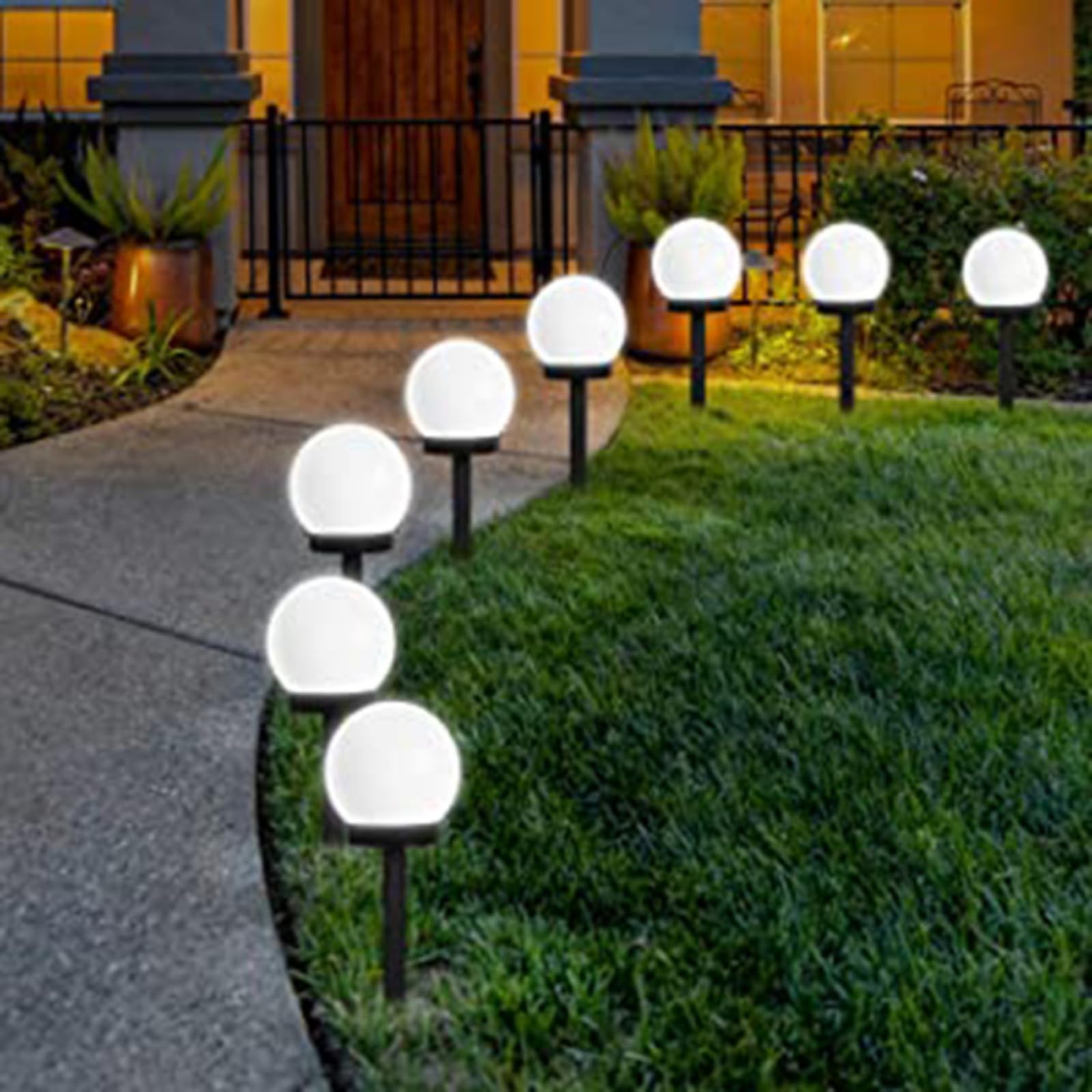 10 sztuk solarnych lamp solarnych LED zasilanych globusem, wodoodporna, do ogrodu, trawnika, dekoracja podwórka, patio, podjazdu, krajobrazu, zakopanego słupka, lampa podwórza, zimna biel (8 sztuk)
