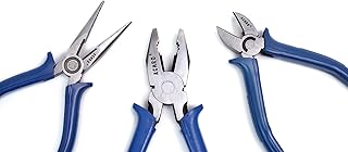 ACHRO Complete Plier Set, 8 Inch Combination Plier, 6 Inch Long Nose, 6 Inch Diagonal Cutting plier/Set of 3 Pieces/Cutting Player | Cutting plier | Combination Plier Tools (Blue)