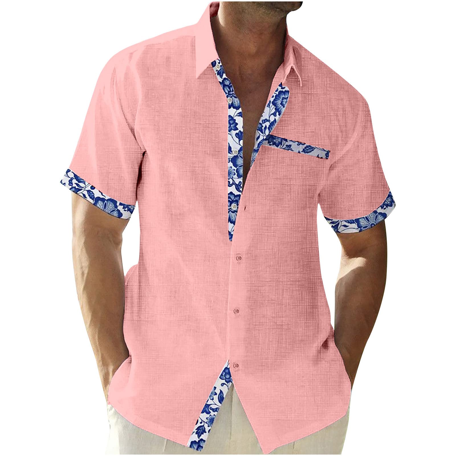 Chemise boutonnée hawaïenne en coton d'été à manches courtes à fleurs