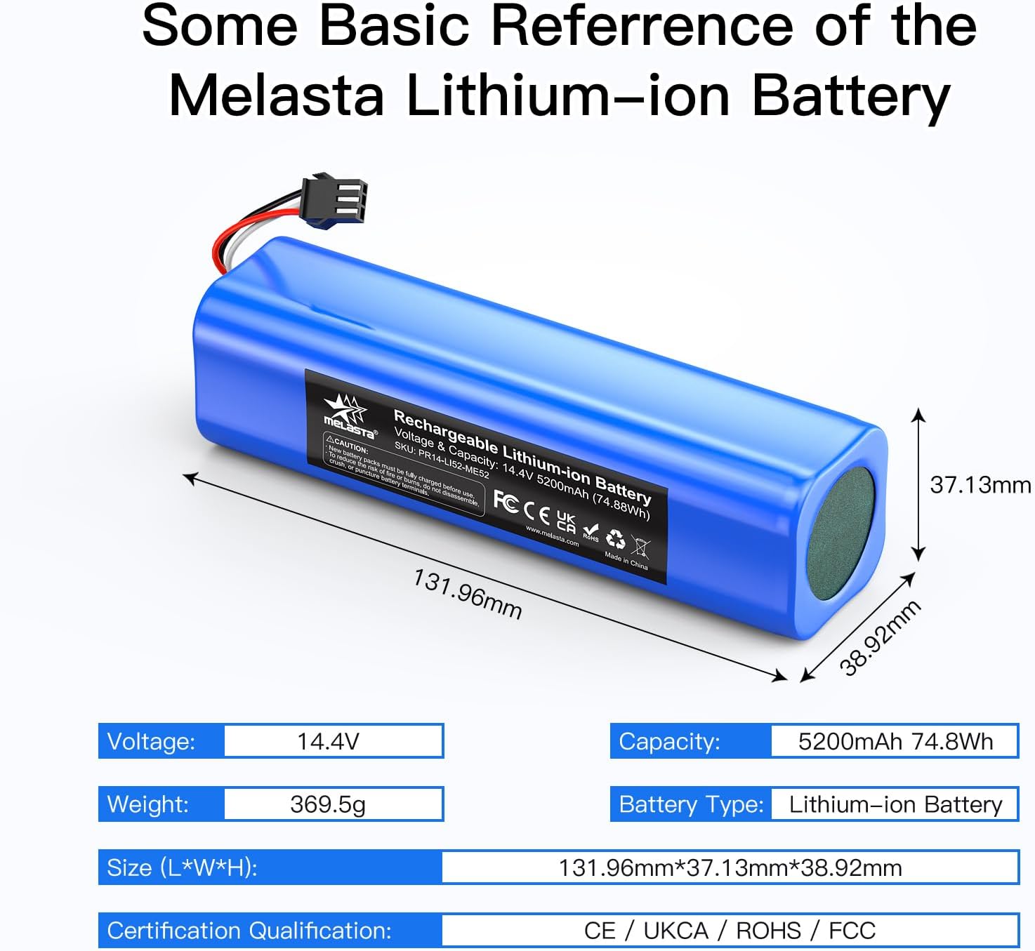 5200mAh Replacement Battery Suitable for Proscenic M7 Pro M8 Pro M7 Max LDS M7 Pro, Compatible with U6 Robot/Lenovo LR1/UONI V980 MAX/UONI V980 Plus/Xiaomi Viomi S9/Xiaomi Viomi D800 Vacuum Cleaner