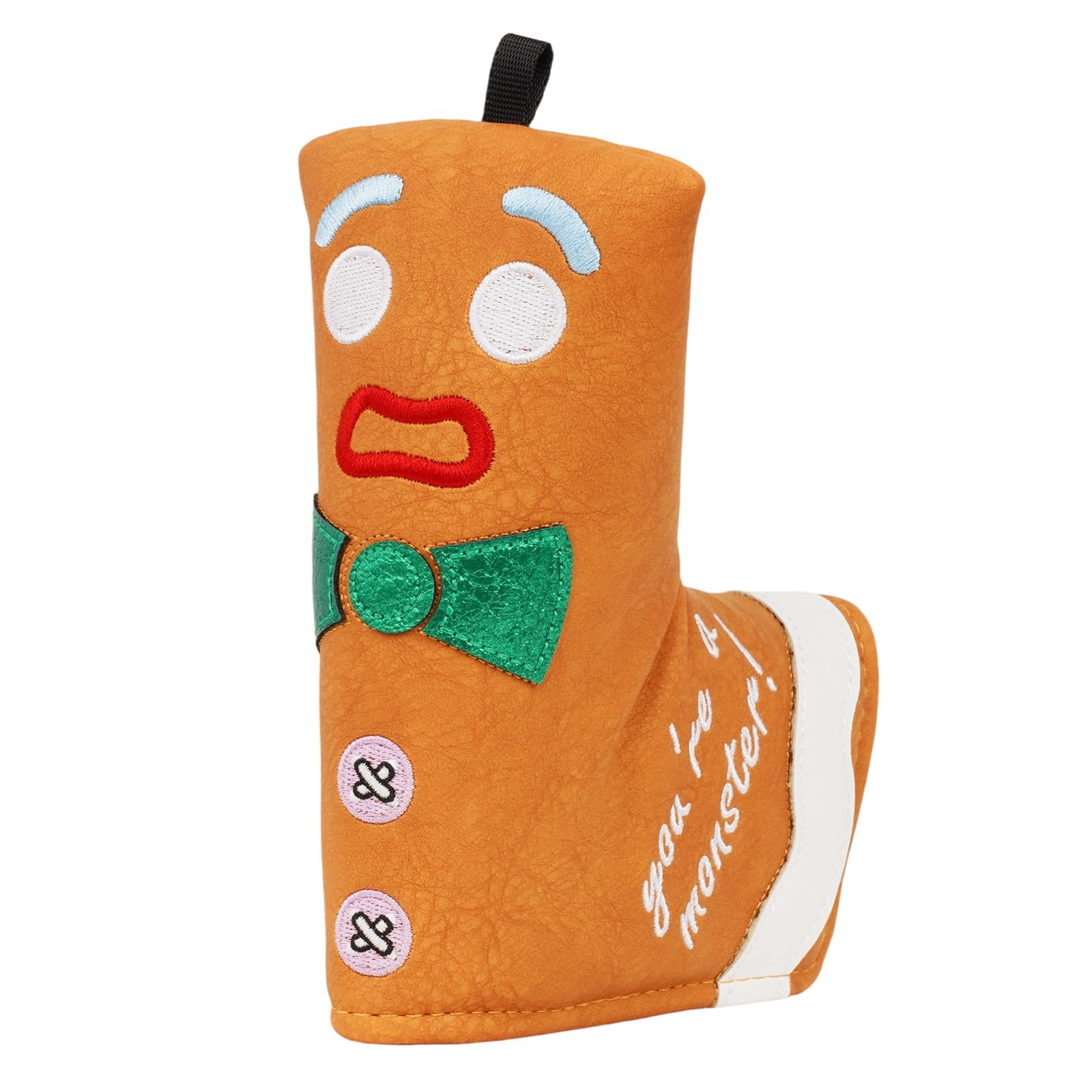 LZFAN Funny Golf Club Head Cover Driver Headcover Fairway Wood Headcover Hybrid Club Head Cover Brown Monster Cookie (Blade Putter)