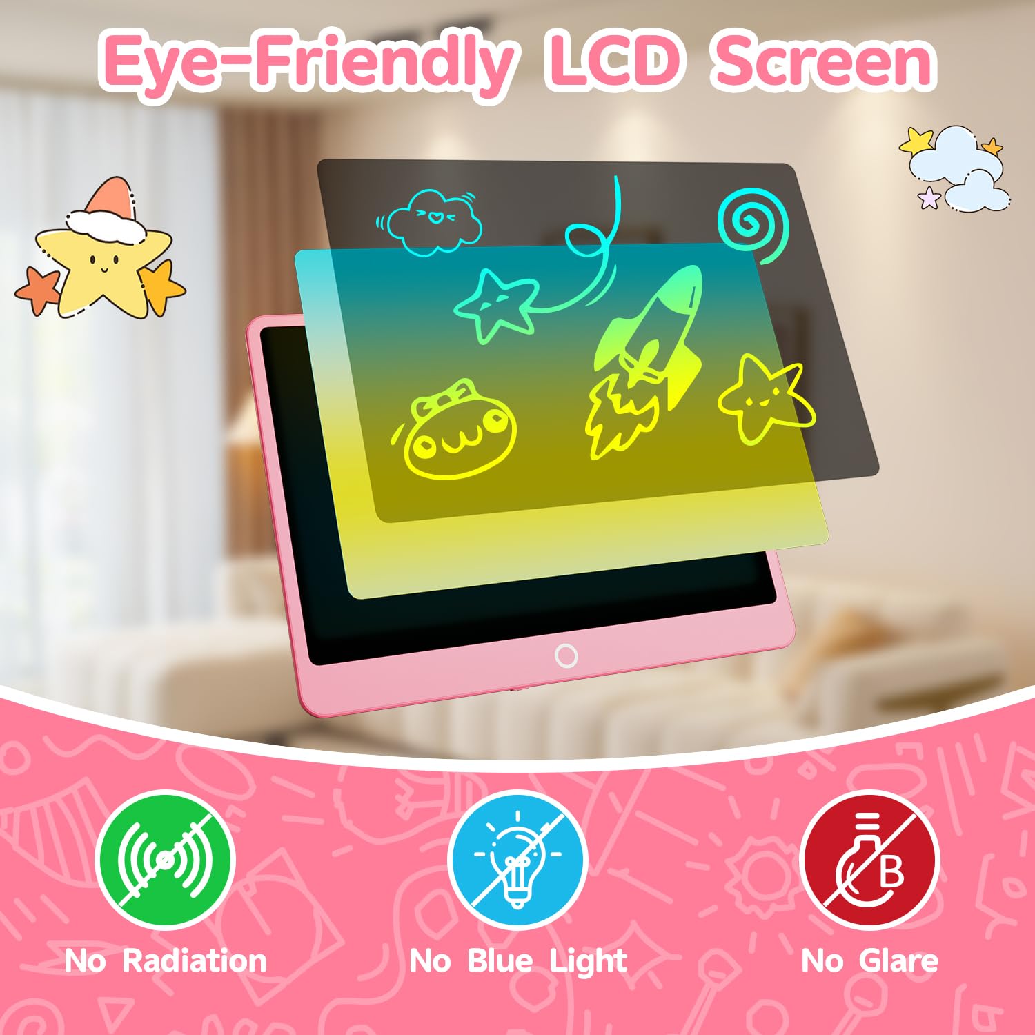 Electight LCD Writing Board Writing Area 12 Inches,Colorful Screen Doodle Board, Reusable Portable Drawing Tablet - Image 4