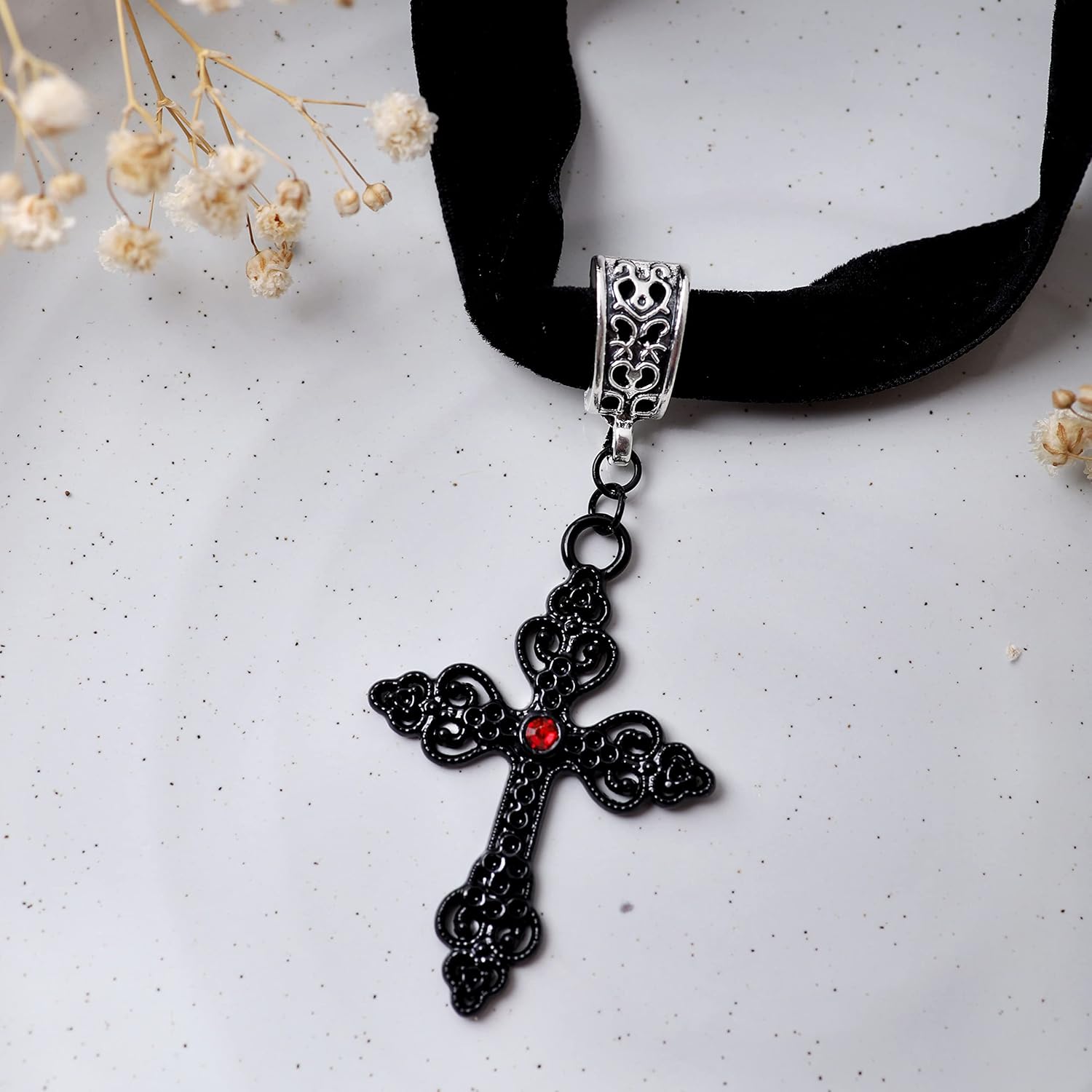 Sacina Gothic Cross Necklace, Zinc Alloy Black Cross Necklace, Halloween, Christmas Goth Jewelry Gift for Women - Image 5