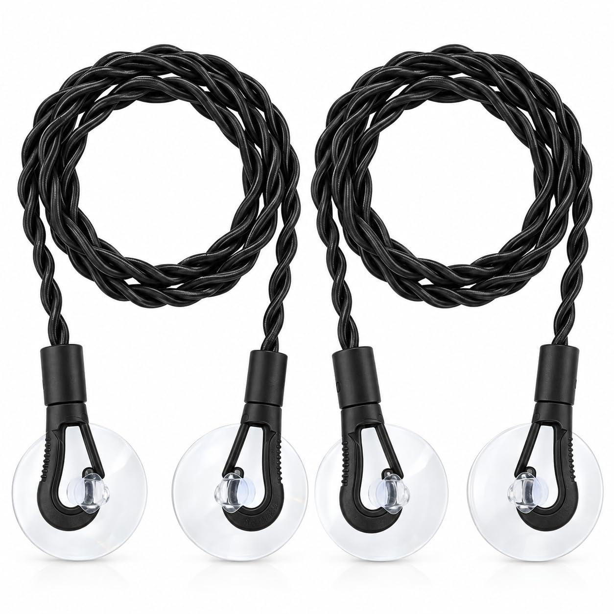 2PCS Travel Washing Line, Travel Clothes Line, Camping Clothes Line, Portable Black Washing Line with Suction Cup Hooks for Travel, Caravan and Outdoor Use