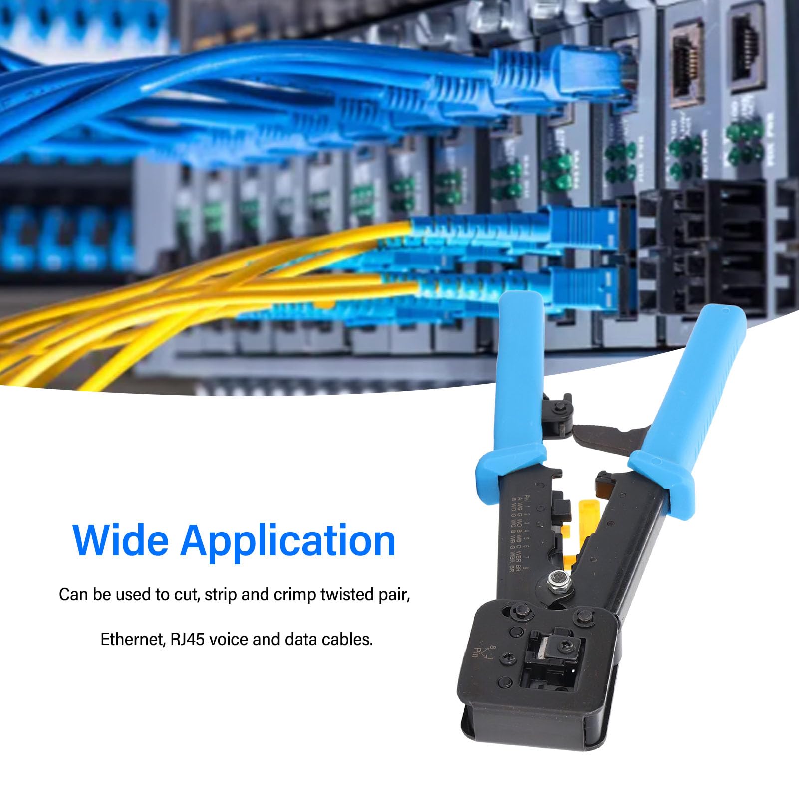 RJ45-Crimpwerkzeug-Set, RJ45, CAT6, CAT5E, RJ11, 12 Anschlüsse, Crimp-Werkzeug-Set zum Schneiden, Abisolieren und Crimpen von Twisted-Pair-, Ethernet-, Rj45-Sprach- und