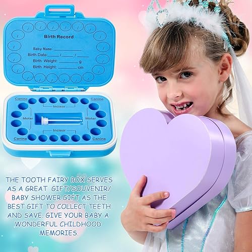 Miniatura 16 de Caja de dientes de bebé, recuerdo para niños, soporte de almacenamiento de dientes, organizador de dientes para niños, caja de hadas con contenedor
