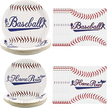 40 Pcs Baseball Plates and Napkins Set, Baseball Birthday Party Supplies with Paper Plates, Baseball Napkins for Boy Mens Birthday Baseball Game Day