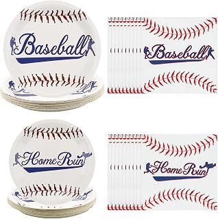 40 Pcs Baseball Plates and Napkins Set, Baseball Birthday Party Supplies with Paper Plates, Baseball Napkins for Boy Men's Birthday Baseball Game Day