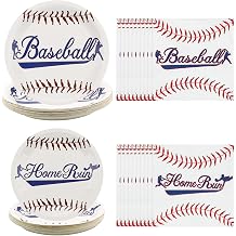 40 Pcs Baseball Plates and Napkins Set, Baseball Birthday Party Supplies with Paper Plates, Baseball Napkins for Boy Mens Birthday Baseball Game Day