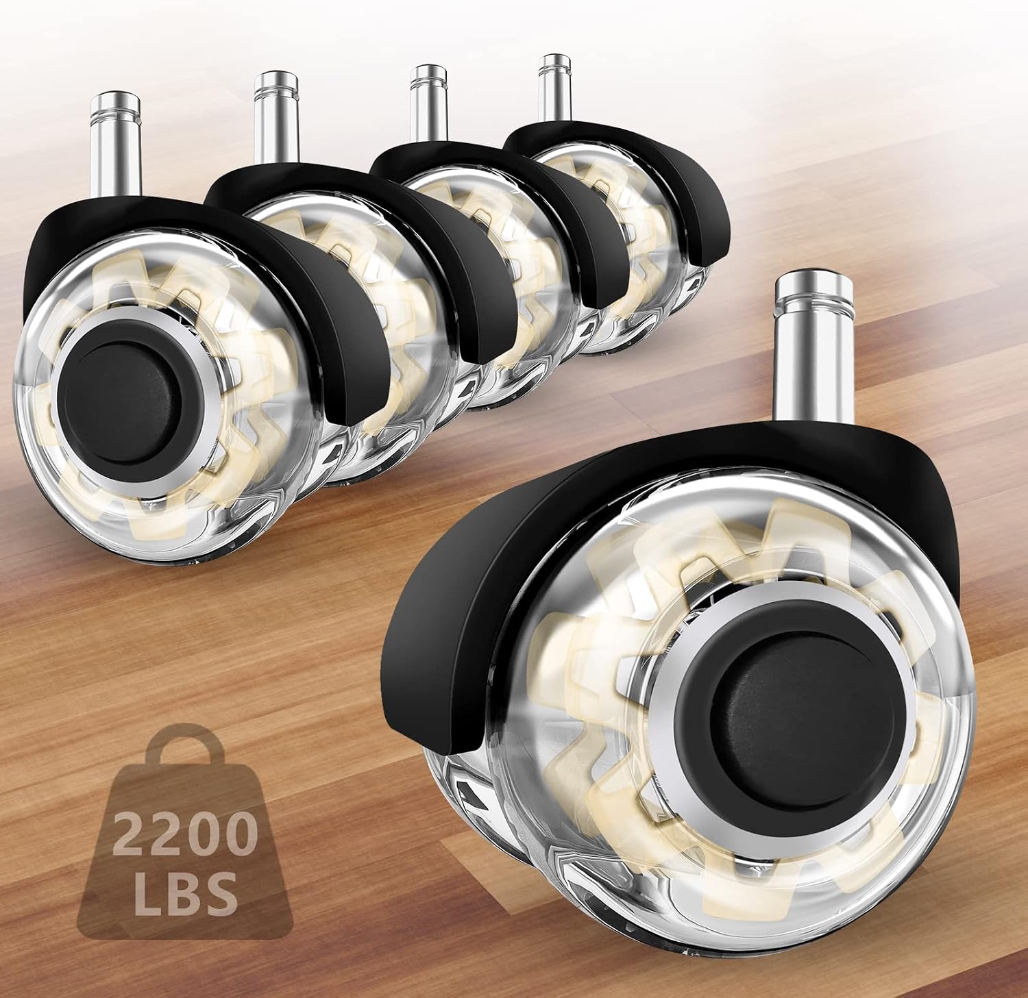 Office Chair Wheels Replacement-Heavy Duty Office Chair Casters(2200lbs),2''Universal Size Wheels for Office Chair,Smooth & Safe Rolling Office Chair Casters Wheels-Set of 5(Yellow)