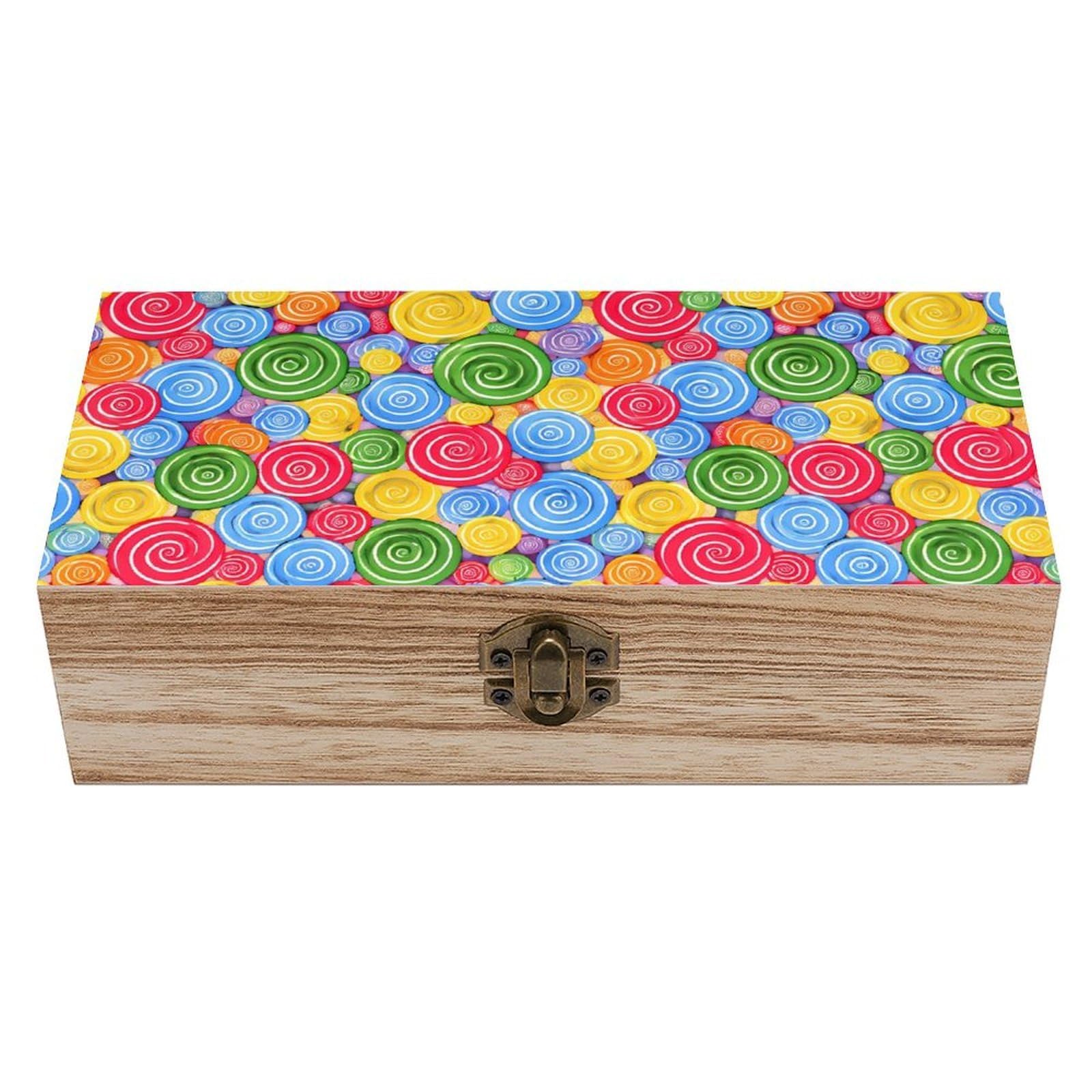 HLBSDM Colorful Candy Wooden Storage Box